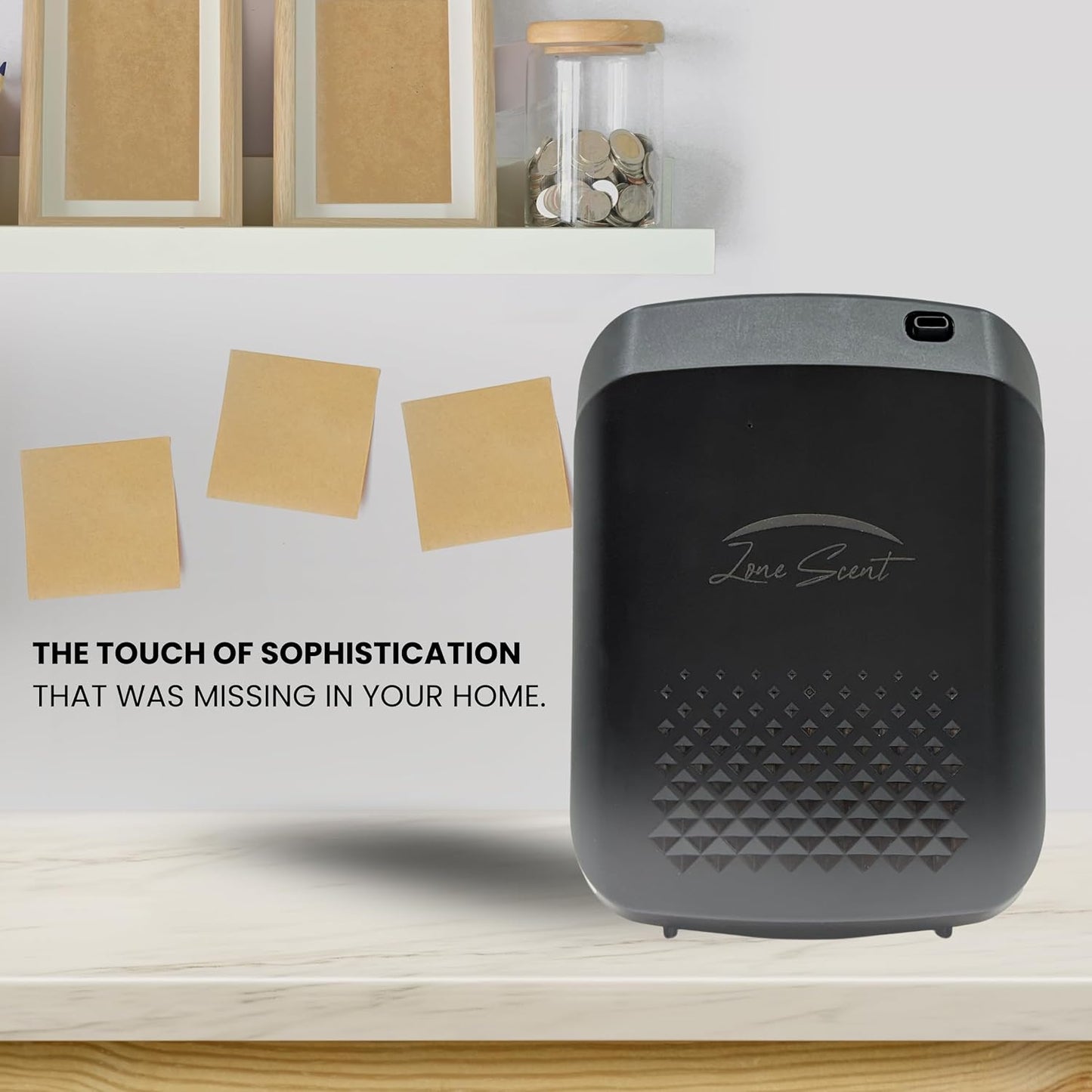 Smart Essential Oil Diffuser for Home and Commercial Use β 1500 Sq Ft Cold Air Scent Machine β Waterless, Quiet, Safe, App-Controlled Aroma Diffuser β ZS-01F (Black)