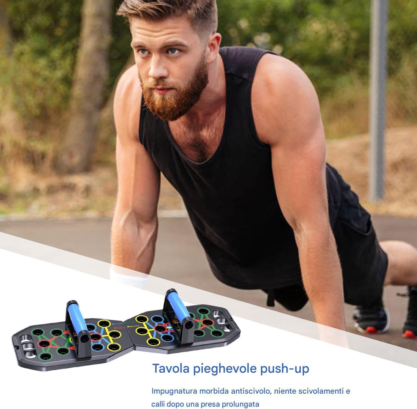 Pushup Board Fitness, Strength Training Equipment, 34.2/20.3/9.6, Push Up Stands Boards, Muscle Target System, Foldable Workout Gear for Men Full Body Home Exercise, Black