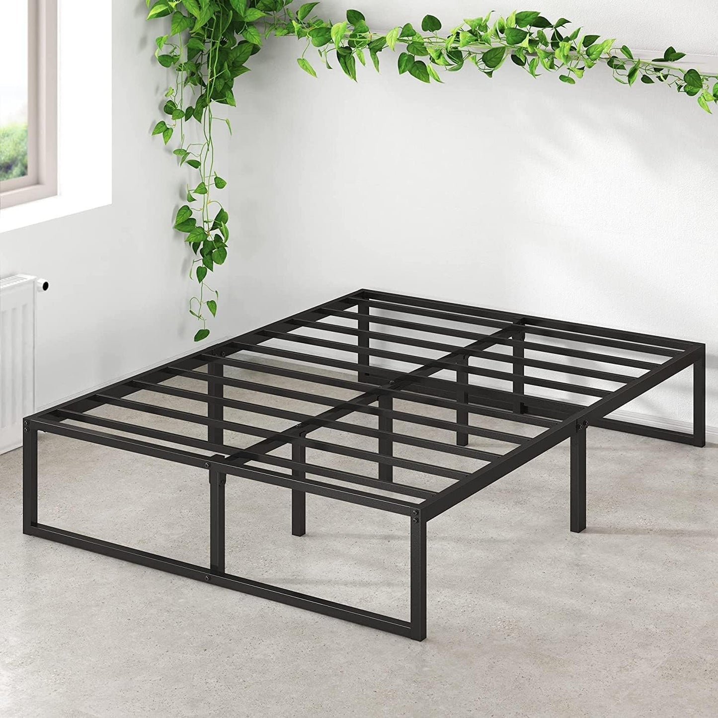 Zinus Queen Bed Frame – Lorelai 14 inch Bed Frame with Steel Slat Support, Heavy Duty Metal Construction, Easy Assembly, No Box Spring Needed – Platform Bed Frame with Underbed Storage