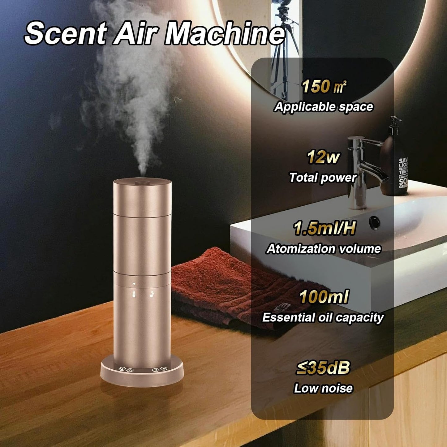 Air Diffuser for Home - Smart Fragrance Machine,Waterless Diffuser with Remote Control, Timer for Large Room, Hotel, Office