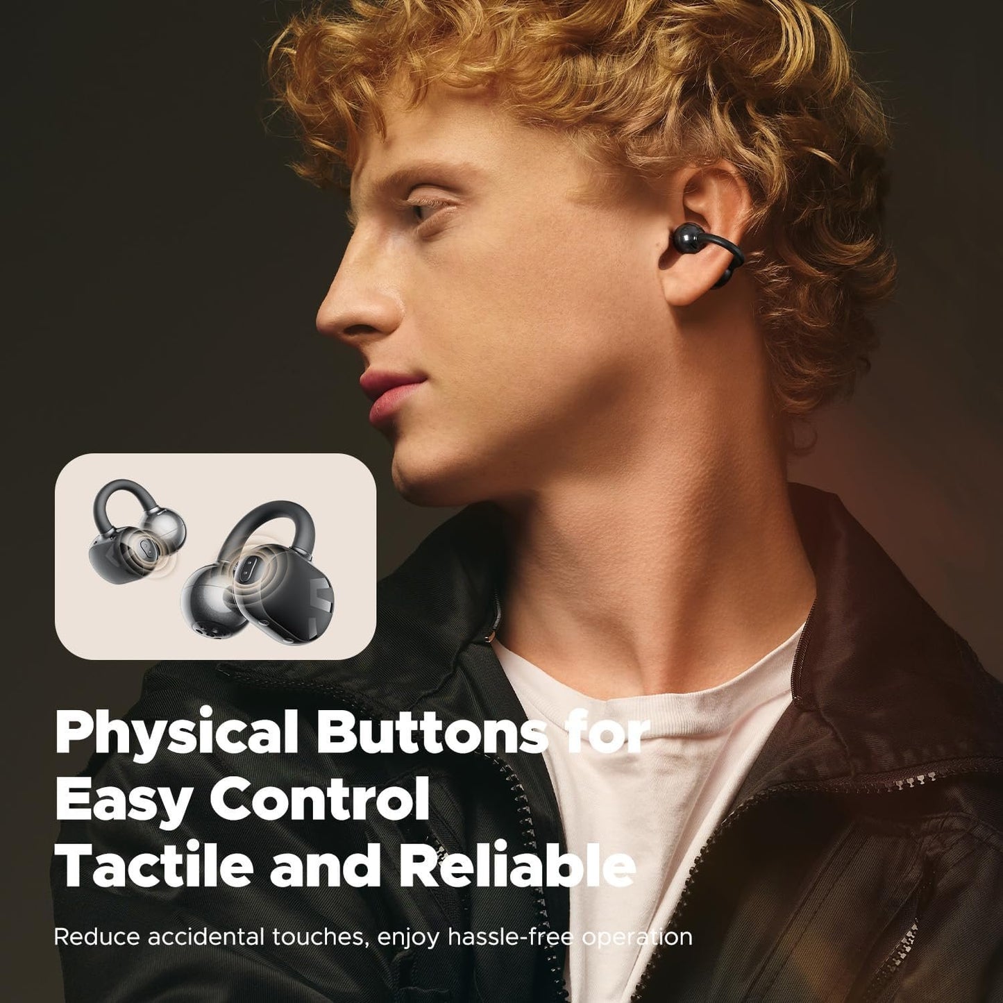 SoundPEATS POP Clip Design Fit Open Ear True Wireless Earbuds, Lightweight Comfort, Bluetooth 5.4 30H Playtime Clip Headphones, Immersive Audio, IPX5, Sports, Running, Workout Earphones, Black