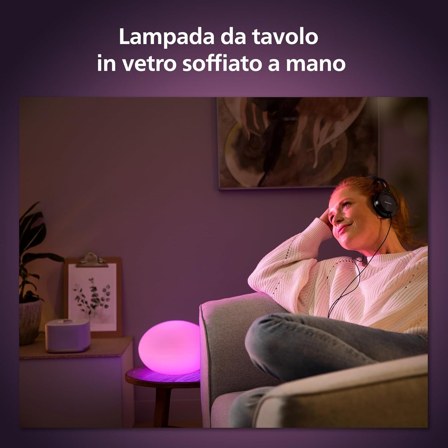 Philips Hue White and Color Ambiance Flourish Smart Table Lamp, Bluetooh, 9.5 W, White
