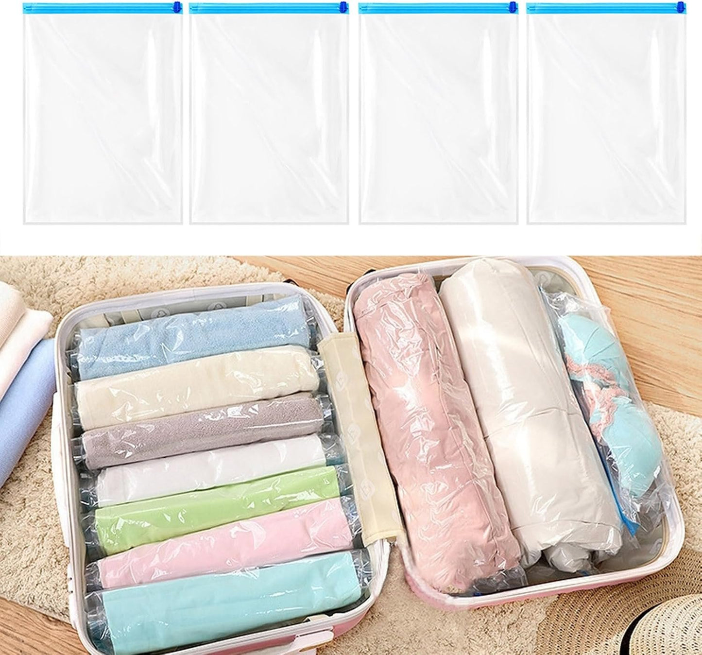 1/5/8Pcs Travel Essential Compression Bags Travel Vacuum Packing Space Saver Bags For Travel Essential Organization Solution