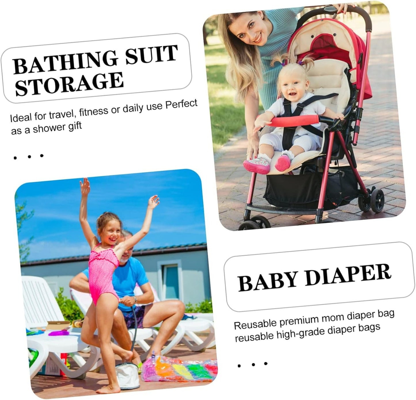 CORHAD Portable Wet Dry Diaper Organizer Bag Double Compartment Travel Storage for Diapers for Daily Use