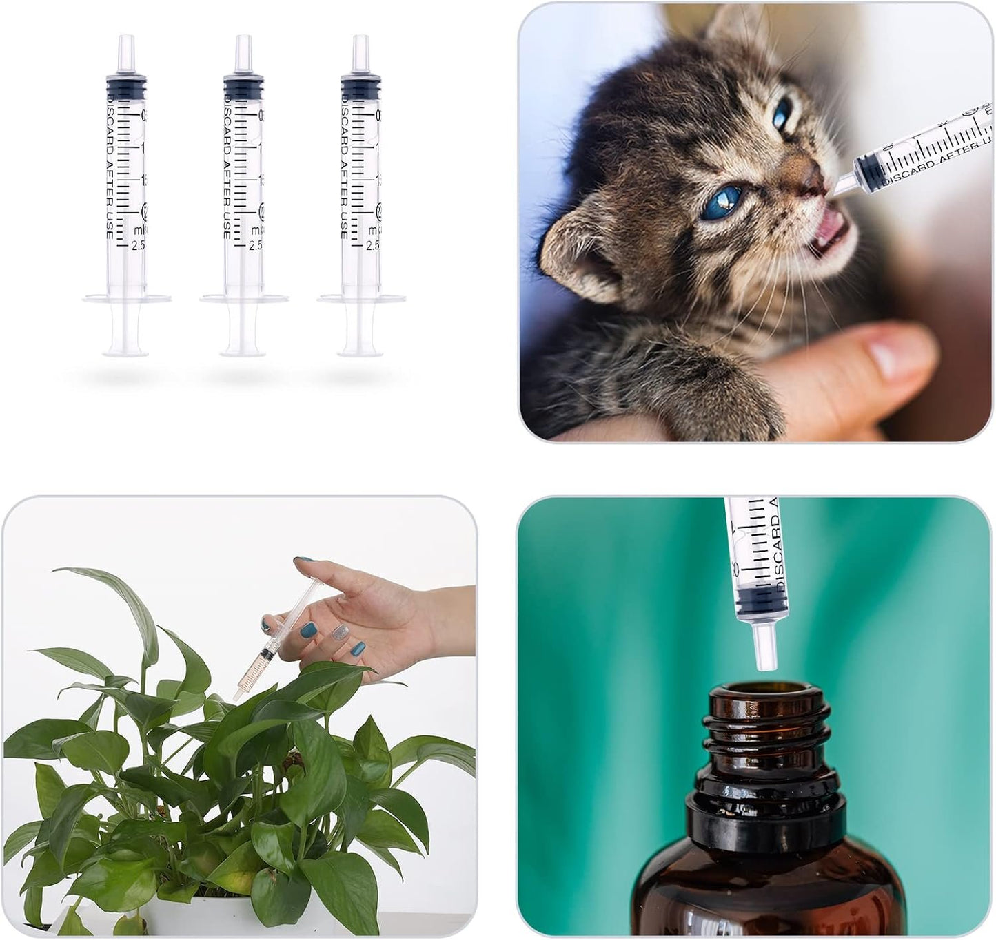 LUTER 12Pcs 2ml Plastic Syringes, No Needle Plastic Syringe with Measurement for Scientific Labs Experiment Dispensing Measuring Liquids Watering Feeding Pets Oil or Glue Applicator