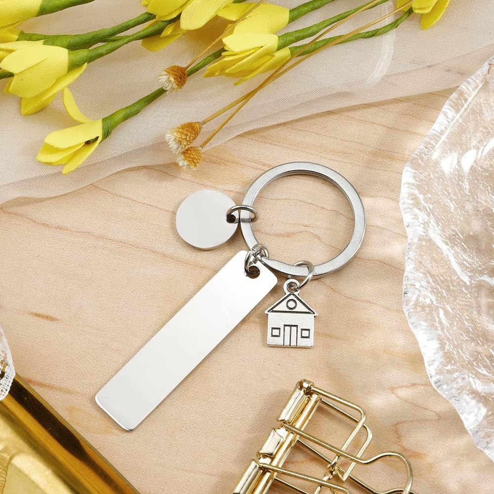 QONCV New Home Gifts Original Keychain Gift for New House Opening for Wife Husband Ideas, silver