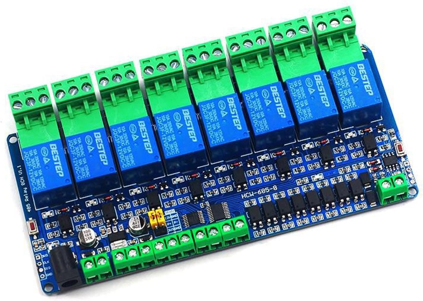 KEXIAO RTU 8 Channel 12V Relaying Module with RS485 Input Output for Industrial and Home Automation