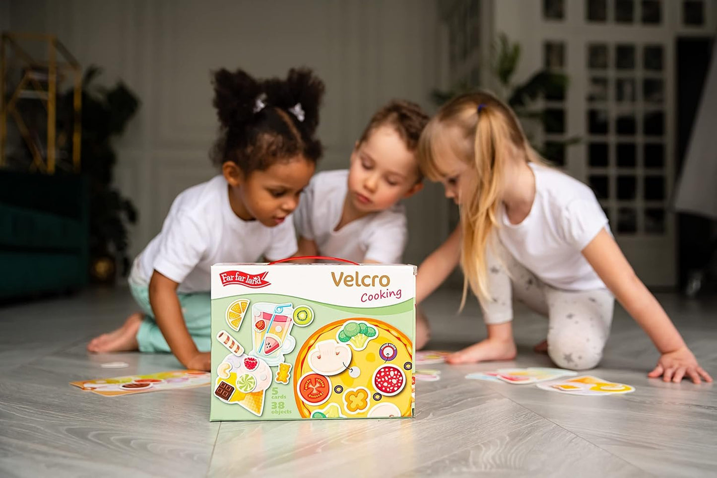 Velcro Cooking Montessori 3D Toddlers Busy Board - Early Learning Preschooler Education 5 Cards 38 Objects Knowledge Develop Travel Toys for Boys and Girls Sensory Toys for Toddlers 1-3 Year Old