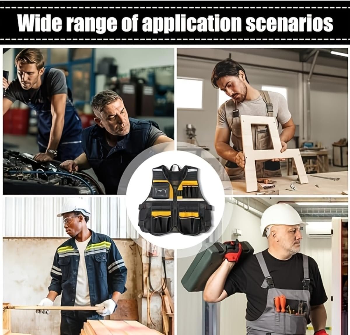 MISSLO Tool Vest Reflective Safety, 17 Pockets, Adjustable Construction Work Tool Vest for Men Electrician Carpenters Handyman
