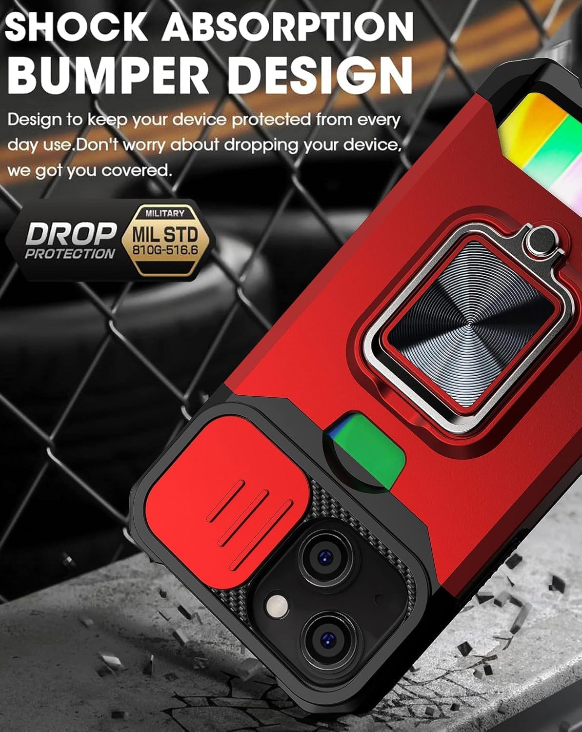 JOYCHER for iPhone 16 Pro Max Case Phone Cover Slide Camera Cover & Card Holder Slot 360° Ring Kickstand Tough Heavy Duty Defender Armor Shockproof Military for iPhone 16 Pro Max Case