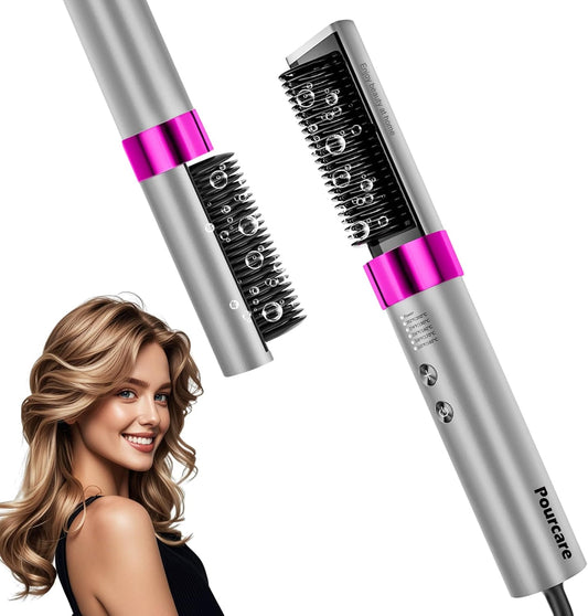 Hair Straightener Brush Negative Ionic,Lightweight Straightening Hot Comb Curler 5 Temps Settings 320°F to 392°F 20s Fast Heating,Professional Styling Tools for Silky Smooth, Frizz-Free Hair