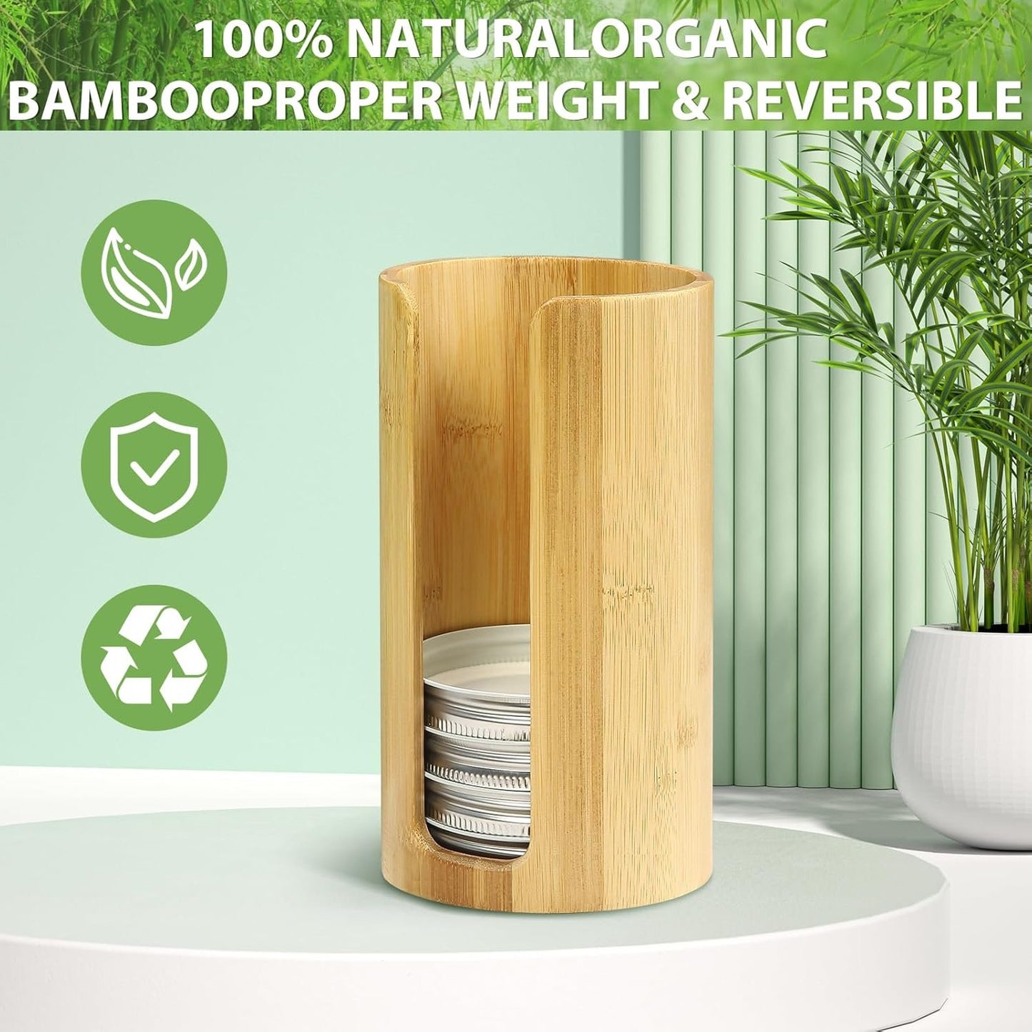 Mason Jar Lid Organizer (2pcs), Mason Jar Lid Storage Made of Bamboo, Suitable for Mason Lids/Canning Lids/Bamboo Lids One WIDE And One REGULAR Mouth
