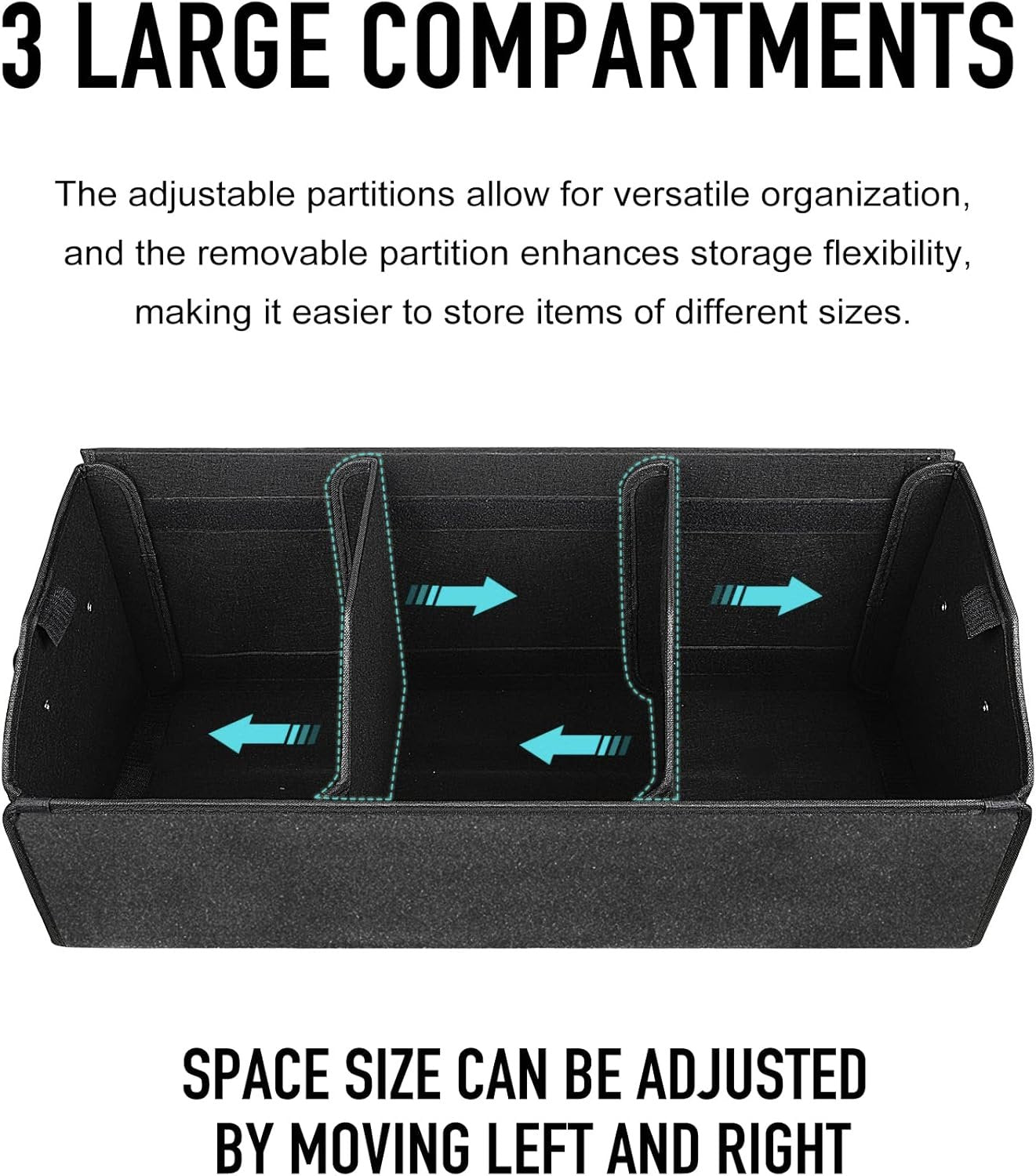 Fyzeoty Car Organizers and Storage - Trunk Organizer for Suv Sedan,Car Leather Box,Extra Large,Magnetic Lid,Collapsible Adjustable Black