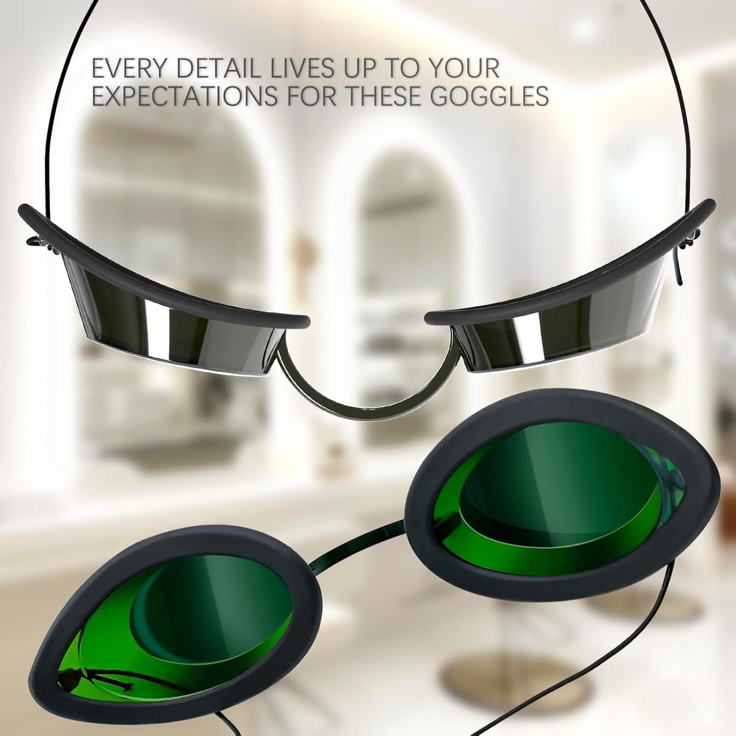 CARLANY 200nm-2000nm Laser Protection IPL Safety Glasses, See-through Anti Fog UV400 Absorption Filtering Eye Protection Goggles, OD4+ for Tanning Hair Removal Eye Protection, CY-3280-22K