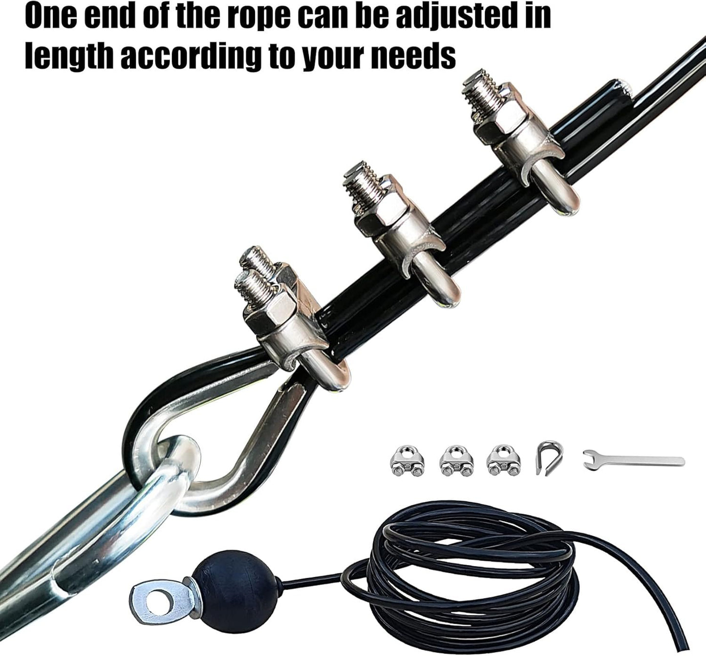 Home Gym Fitness LAT Pulldown Cable Replacement 78/118/ 236 Inch, 6mm Adjustable Length for Pulley System Cable Machine Workout Equipment, Steel Wire Rope with Rubber Stopper Ball