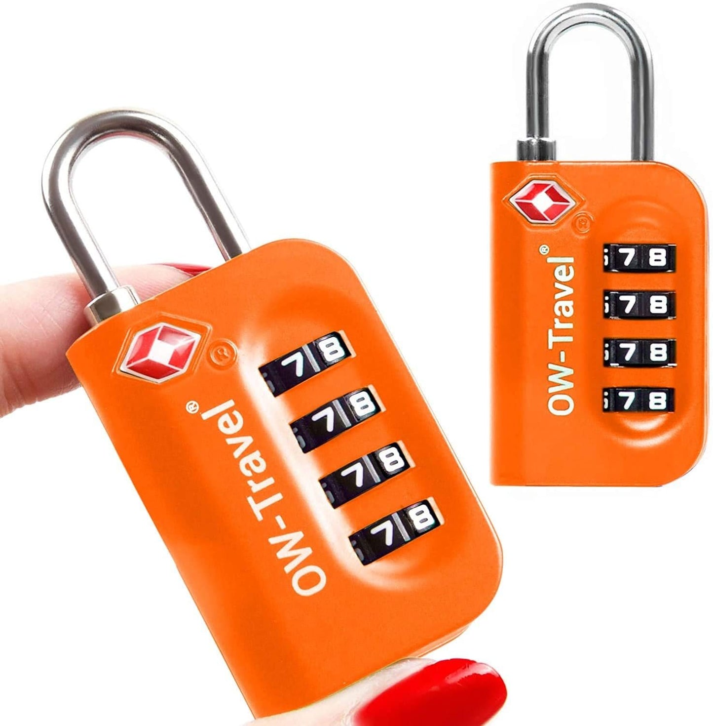 TSA Approved Luggage Locks Suitcase Locks OW-Travel 4 Digit Security Padlock, Combination Padlocks, Code Lock for Zipper, Luggage, Bag, Case, Backpack, Gym Locker, Tool Box, Outdoor, 03b) Orange 4