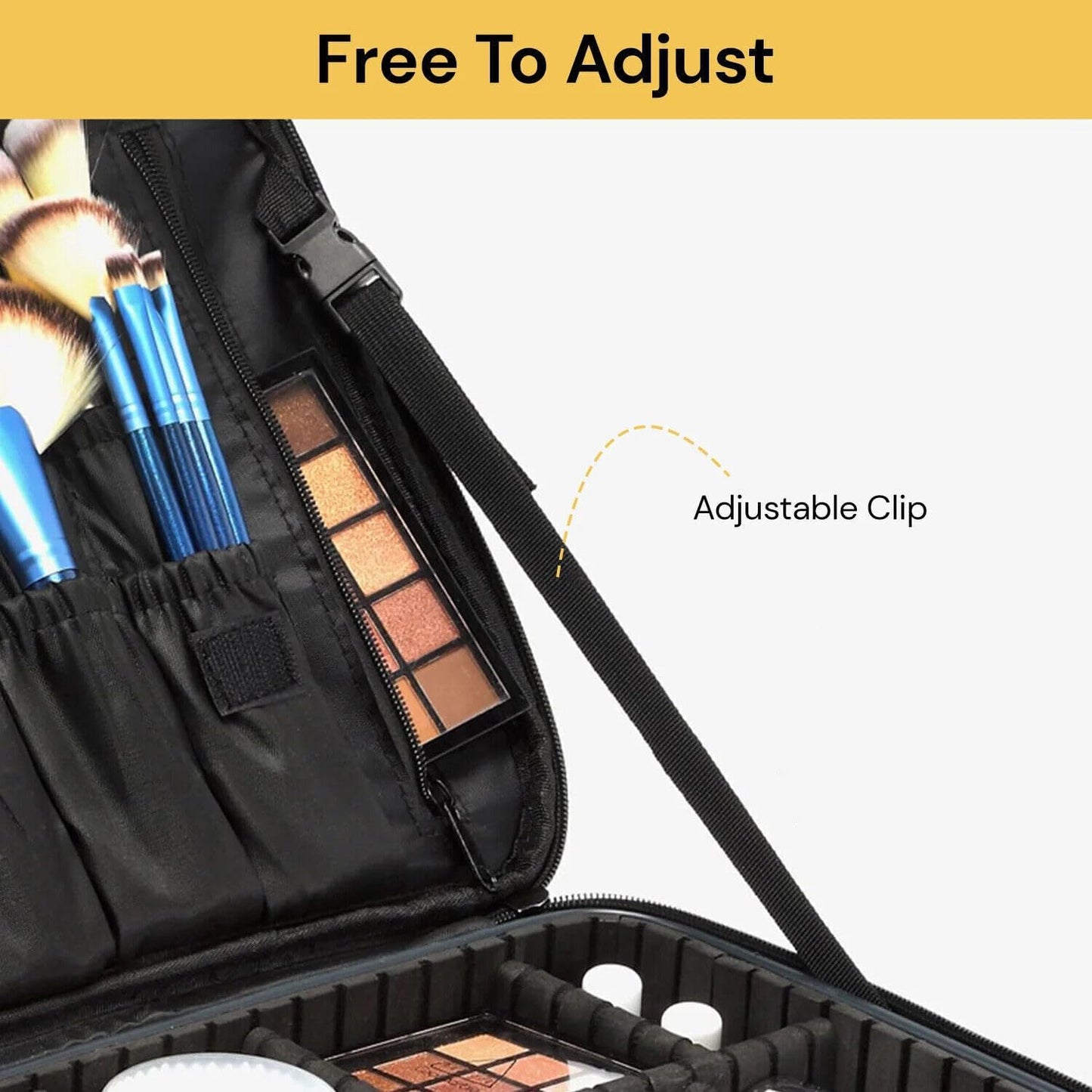 EZONEDEAL Travel Makeup Case Makeup Cosmetic Organizer Bag Waterproof Portable Artist Storage Bag with Adjustable Dividers for Brushes Toiletry Jewelry Digital Accessories Holder (Medium)