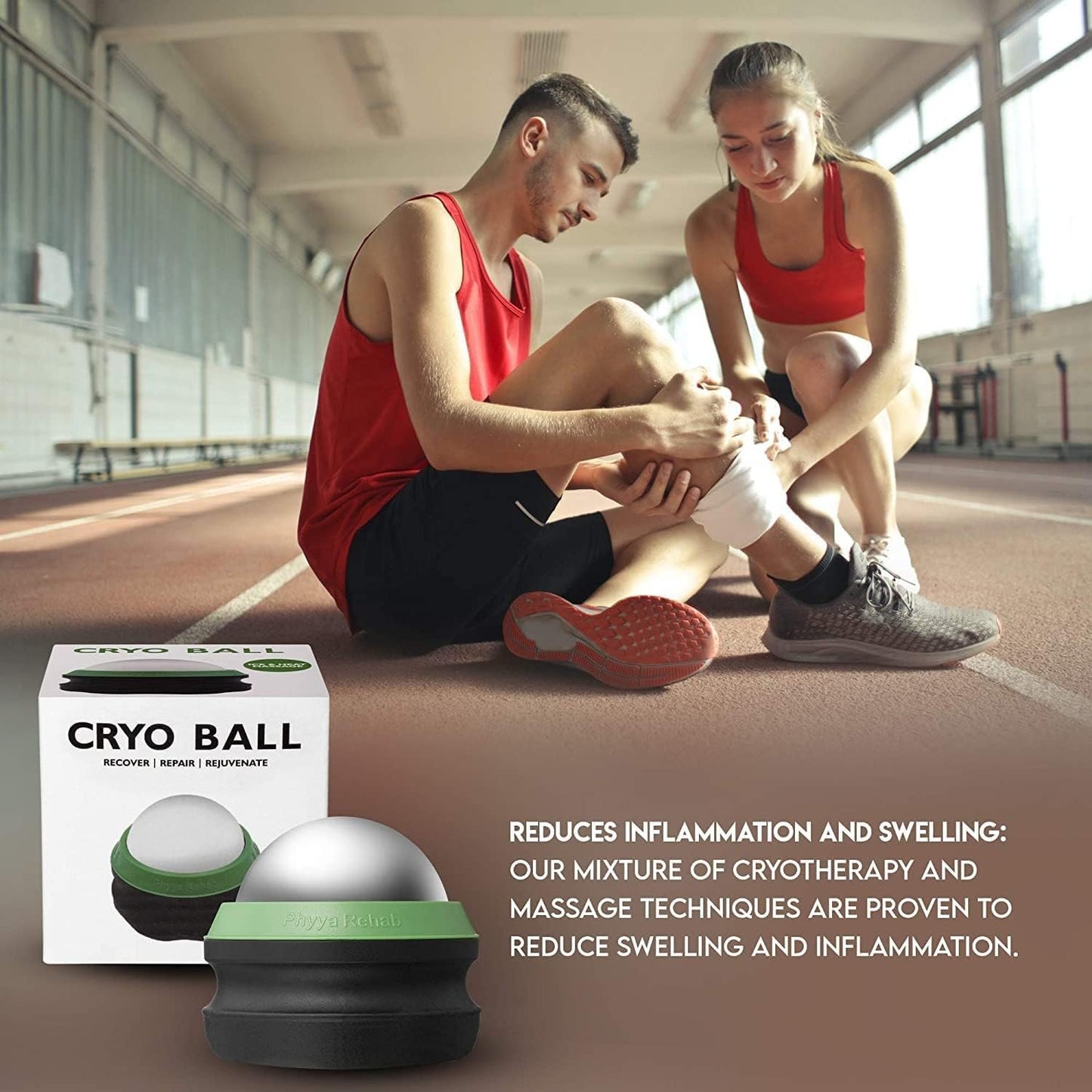 Cold Massage Roller Ball by Professional Rehab - Cold Therapy Relief That Helps with Muscles Recovery and Inflammation - Great Tool for Back/Neck Pain - Shin Splints - Sports Rehab - Stress Relief