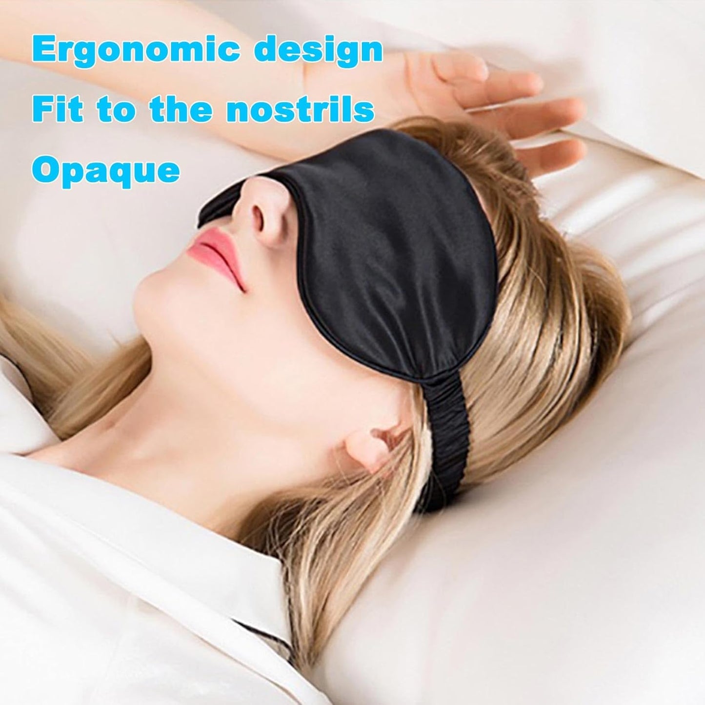 Sleep Mask Silk Eye Cover for Pressure-Free Comfort, Washable Sleeping Eyeshade (Black)