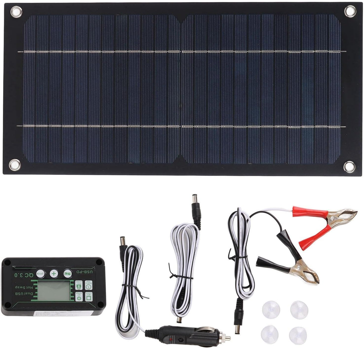 600 Watts Solar Panel Kit, High-Efficiency Monocrystalline Solar Panel Charger with Extension Cable and Battery Clip for RV Outdoor Camping and Other Off Grid Applications