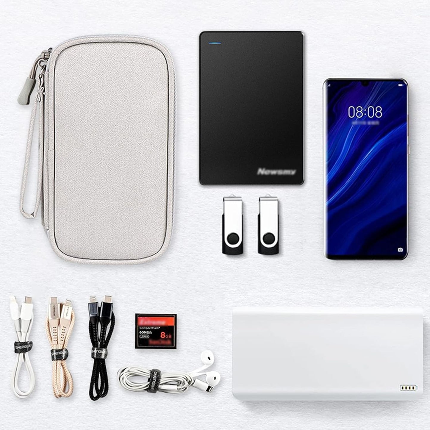 Ruyosn Small Waterproof Electronics Cable Bag Double Layer Travel Bag Organizer Bag Electronics Travel Bag Organizer Cables Accessories Electronics Black