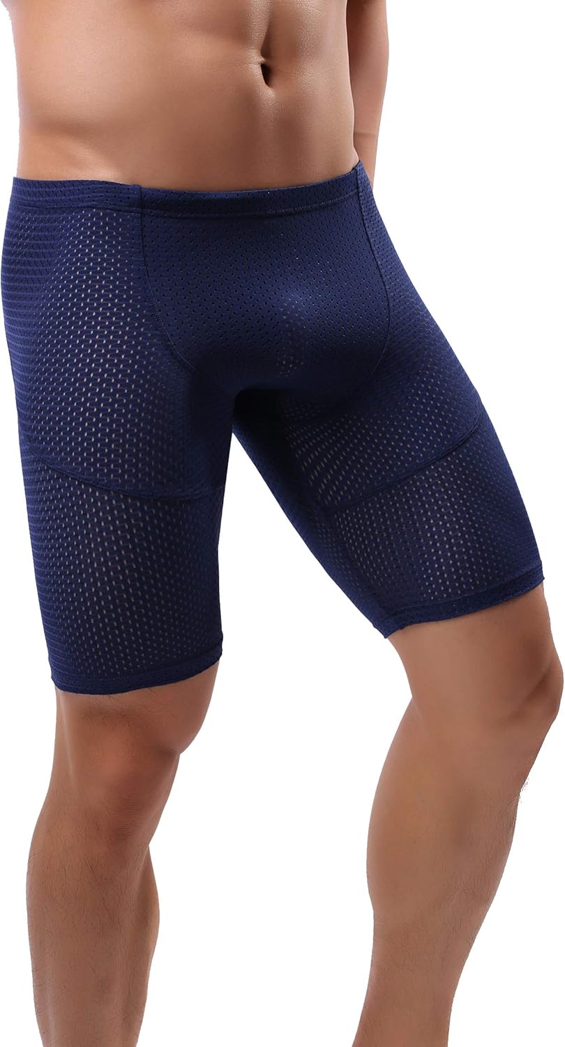 Linemoon Mens Tight Yoga Workout Shorts Mesh Gym Training Shorts