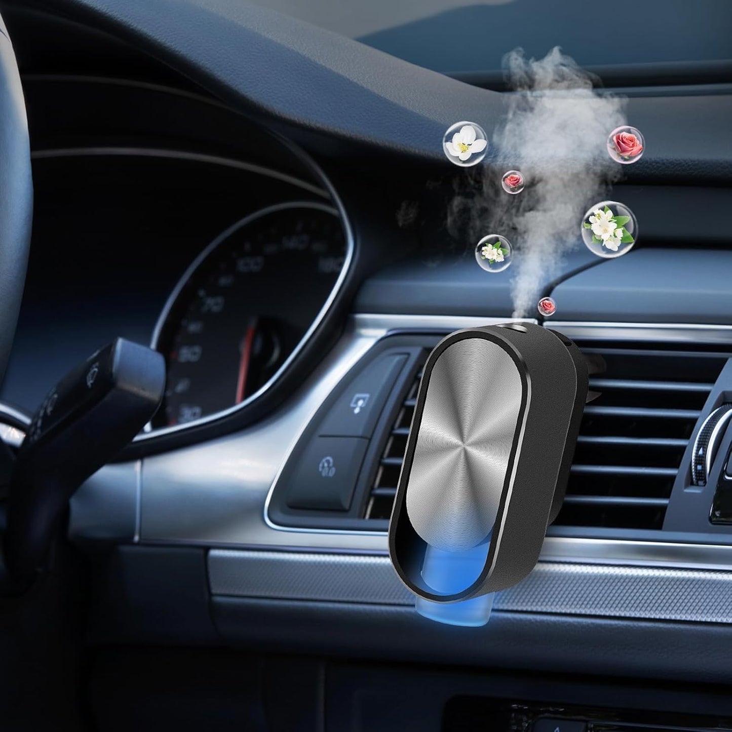 KOMMI Smart Air freshener Car Diffuser Aroma Spray Automatic Interior Car Air Freshener(Diffuser with 4 Essential Oil) (Channel)