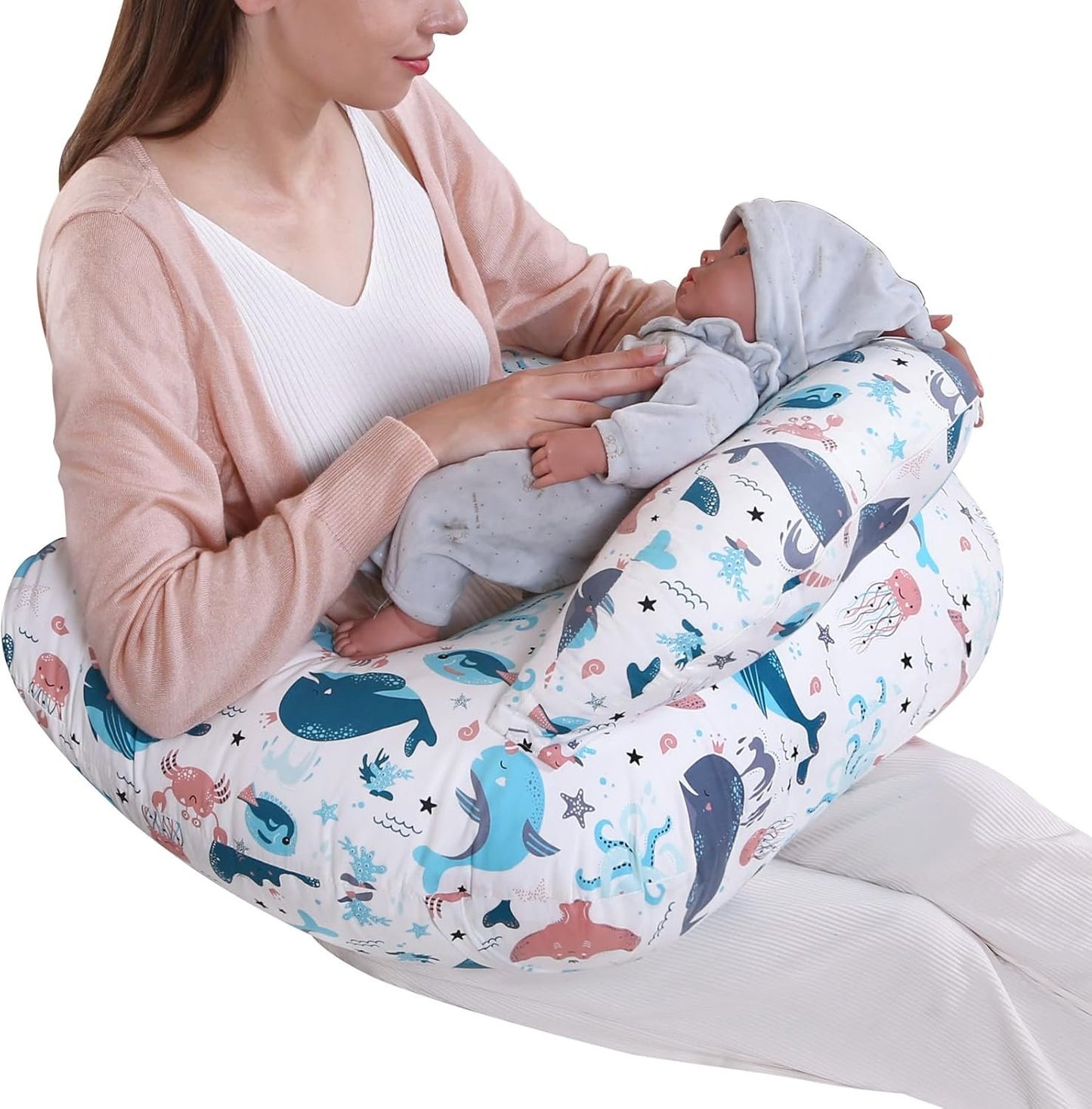 Pregnancy Pillow,Multifunctional Nursing Pillow Washable Breastfeeding Pillows (Type E-Upgrade)
