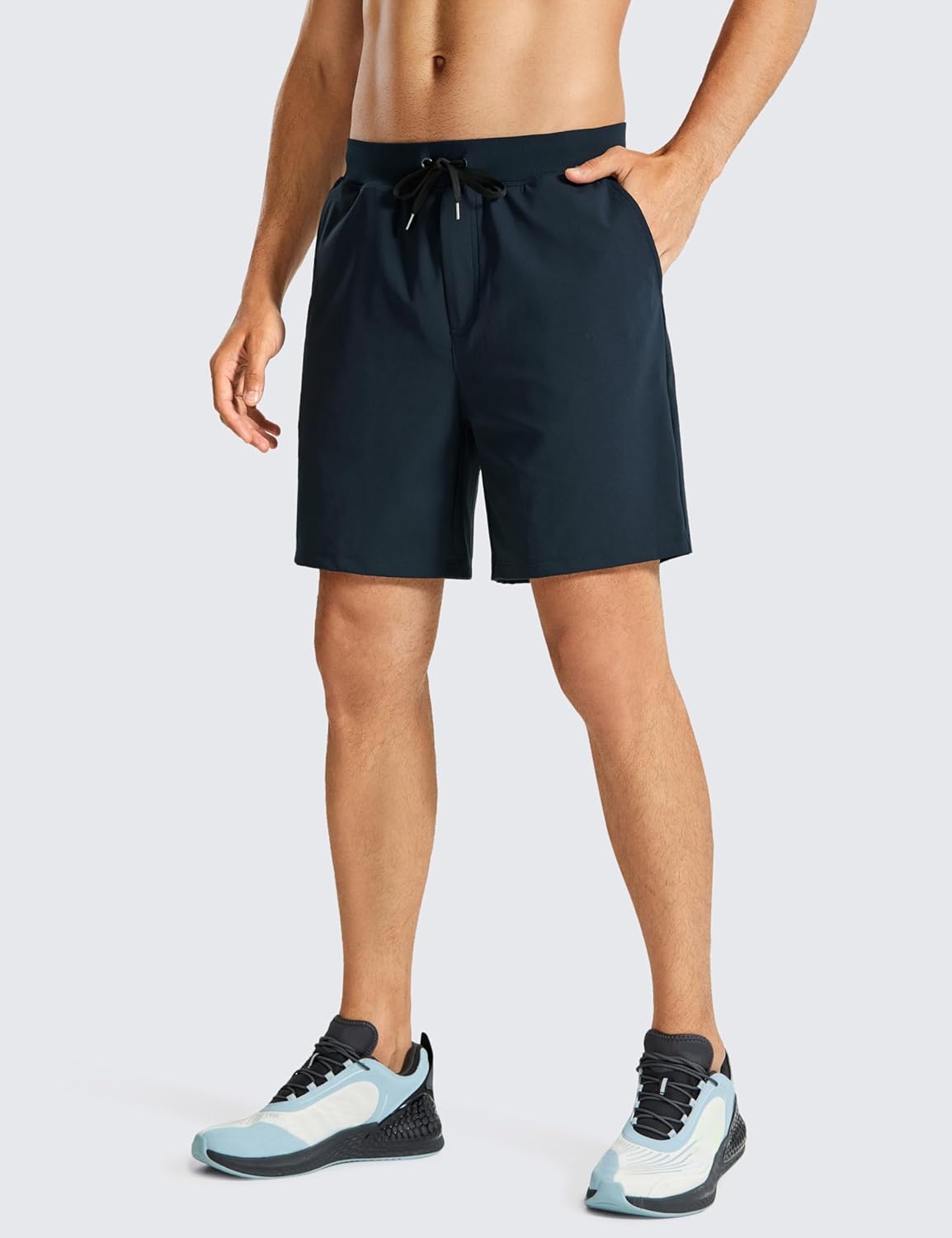 CRZ YOGA Men's Stretch Workout Shorts Lightweight Running Gym Athletic Shorts with Pockets - 7 Inches