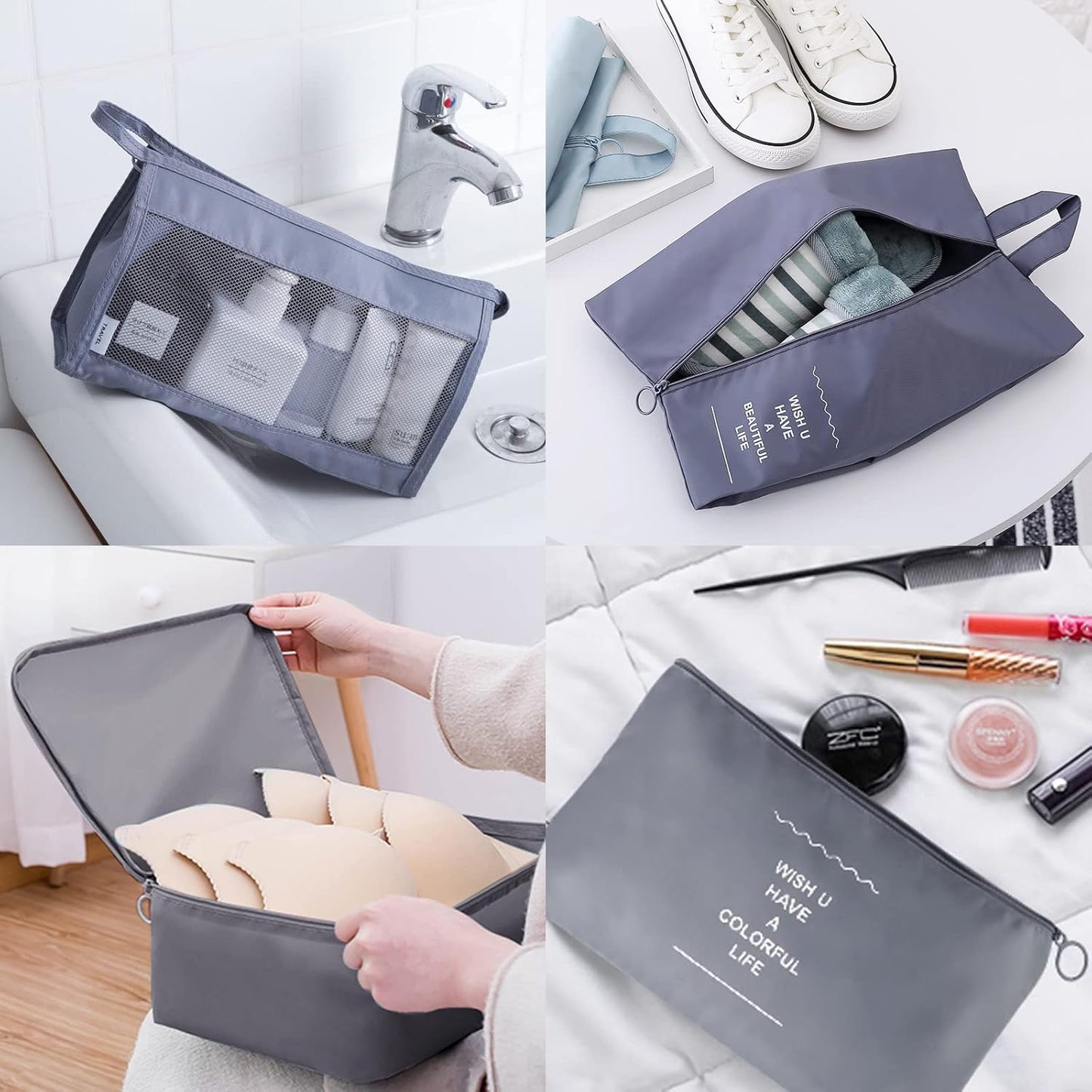 Jikekiroto 12-Piece Travel Organizer Suitcase Set Luggage Packing Set Travel Cubes Packing Organizers Sacks Storage Suitcase Set (Grey)