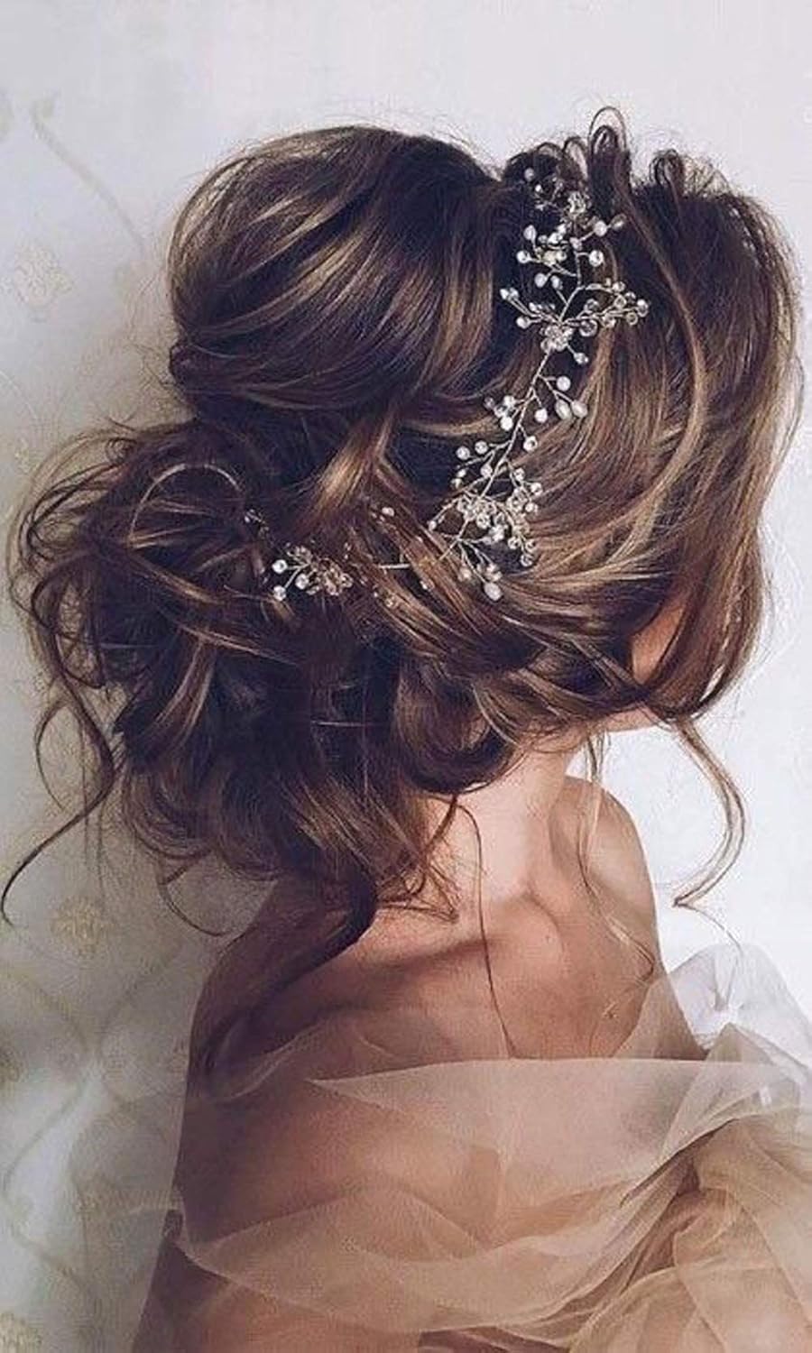 denifery Makeup Bridal Jewelry Rose Gold and Gold Silver Extra Long Pearls and Crystal Beads Bridal Jewelry Bridal Hair Accessories