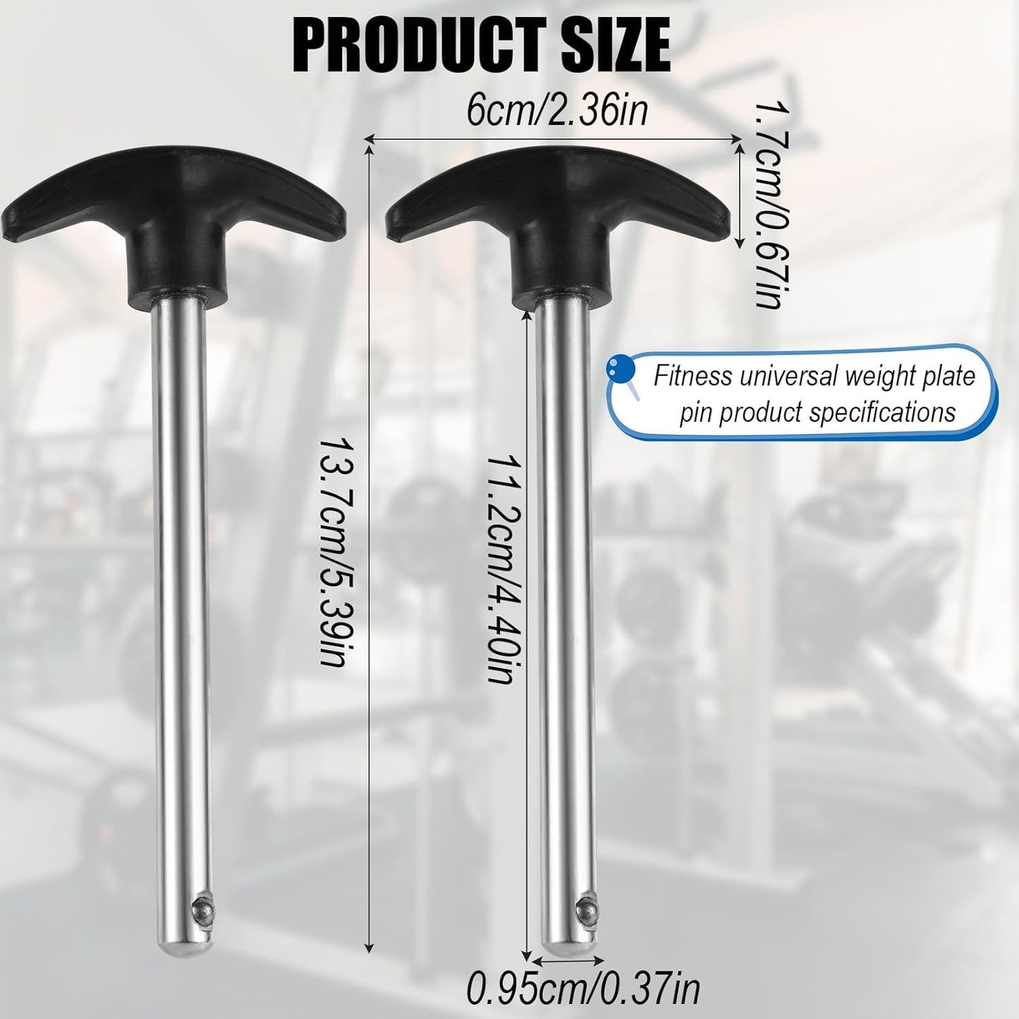 2pcs Weight Stack Pin, Pin Tensile 3/8 Inch Diameter 4.4 Inch Locking Space Weight Lifting Machine Pins Weight Stack Replacement Pin Universal Home Gym Exercise Machine Parts & Accessories