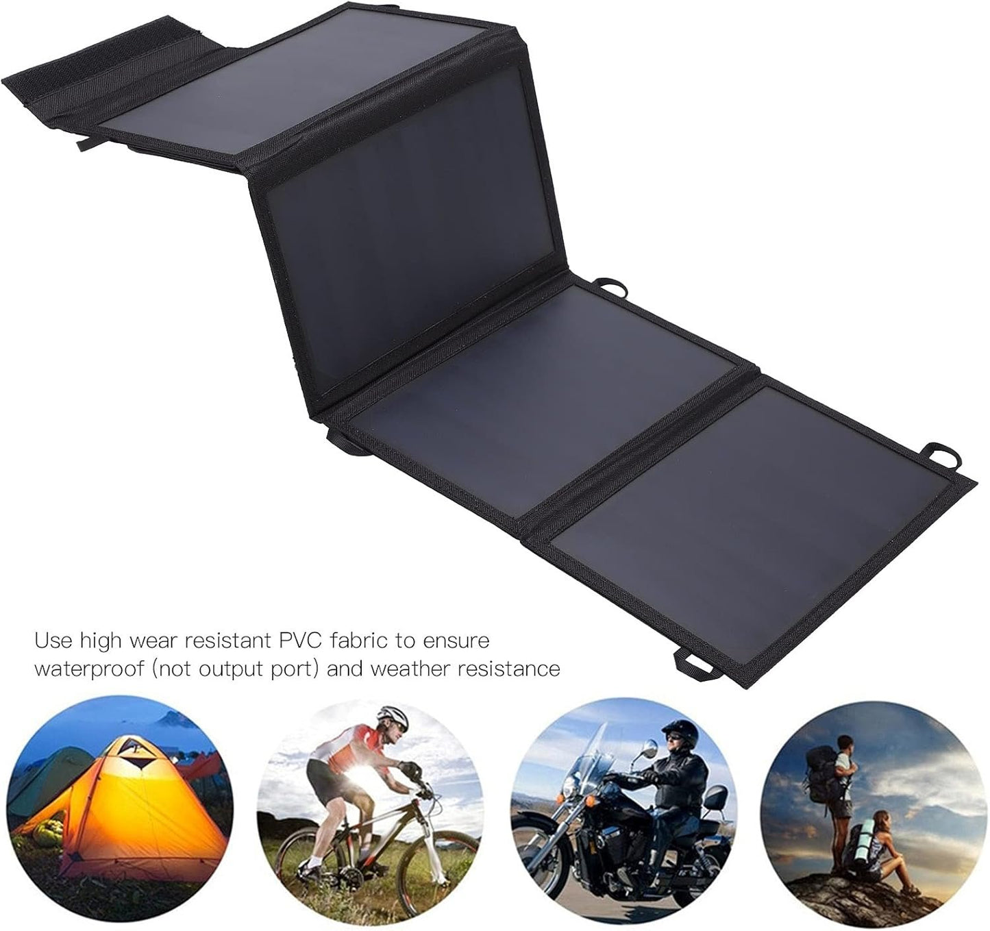 22W Portable Foldable Solar Power Bank Dual USB Charger Hiking Travel Camping