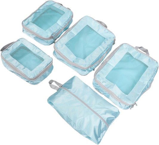 BESTYASH 5Pcs Compression Packing Cubes Set for Travel Space Saving Organizers for Clothes Shoes Toiletries Electronics Bags for Efficient Luggage Organization