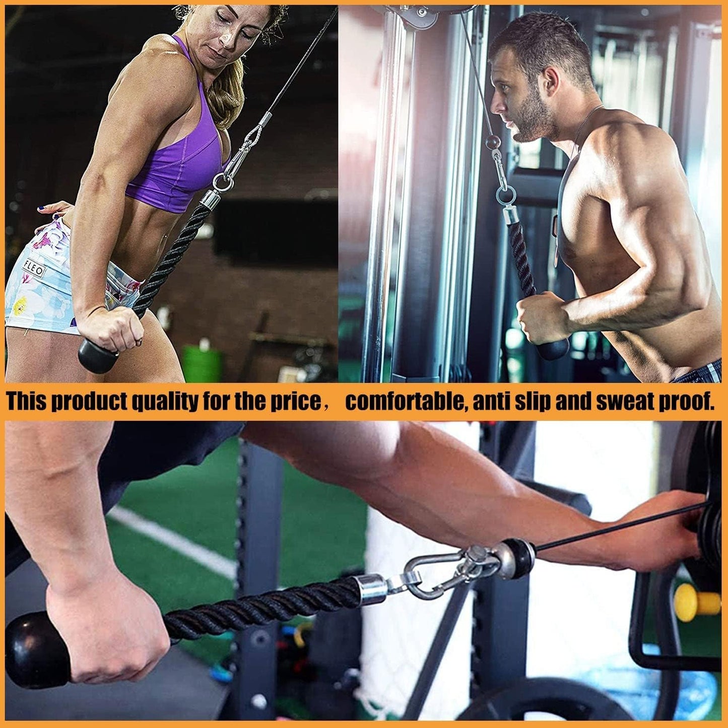Upgraded Tricep Rope Cable Machine Attachment, LAT Pulldown Attachments for Gym, Resistance Bands Handles, Heavy Duty Exercise Handles, Professional Cable Machine Accessories for Home and Gym