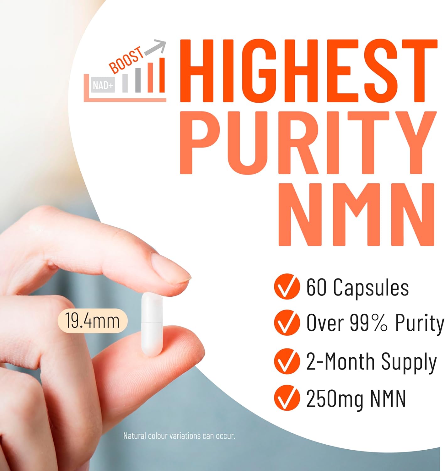 Arcwell NMN (Nicotinamide Mononucleotide) 250 mg per Capsule | NAD+ Boost Supplement for Healthy Aging & Energy Production | High Purity 99.8% | Made in Canada (60 day supply)
