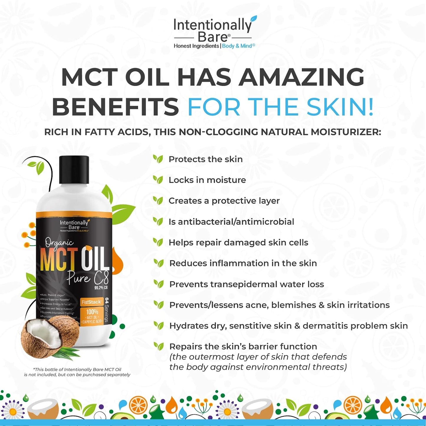 Intentionally Bare Collagen Peptide Serum with MCT Oil and Hyaluronic Acid - Keto for Your Face - Firming Brightening Anti Aging Facial Serum - Collagen Oil for Fine Lines - All Skin Types - 1oz