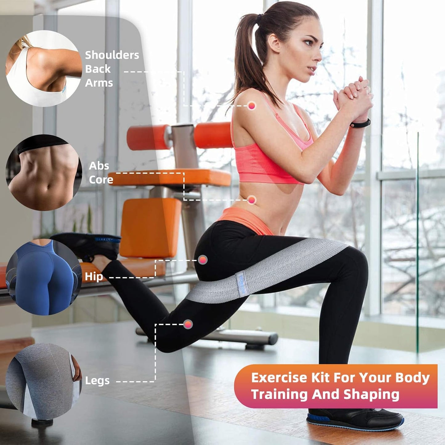 HOMILOOP Resistance Bands,Non Slip Exercise Bands Set for Legs/Butt/Core Training,Set of 3 Elastic Fabric Workout Bands of Home Gym Accessories,Cloth Straps Kit for Men Women,Booty Shaping Equipment