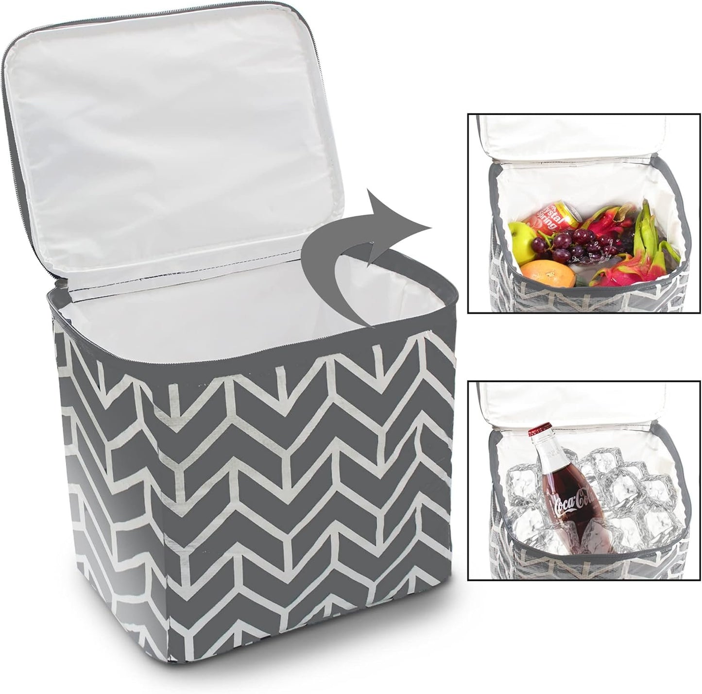 Trunk Organizer, Foldable Car Storage Bag Portable Insulation Cooler Bag Collapsible Vehicle Organizer Divider Storage Totes with 4 Compartment Cargo Tote for Groceries Caddy SUV, Gray