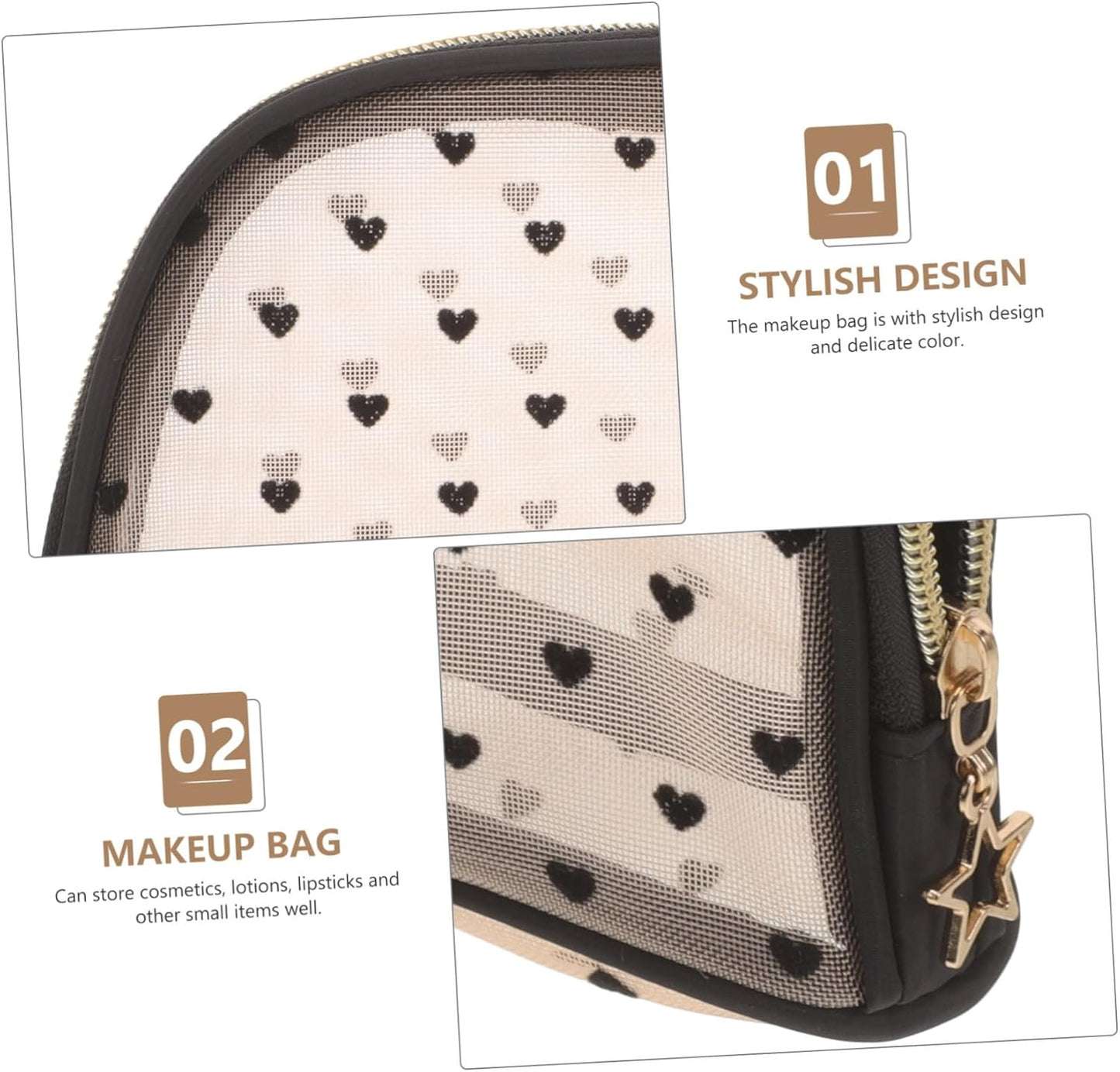 BESPORTBLE Women's Makeup Bag Portable Travel Cosmetic Organizer Two Layers Transparent Case for Make Up and Camping Accessories, Black, modern