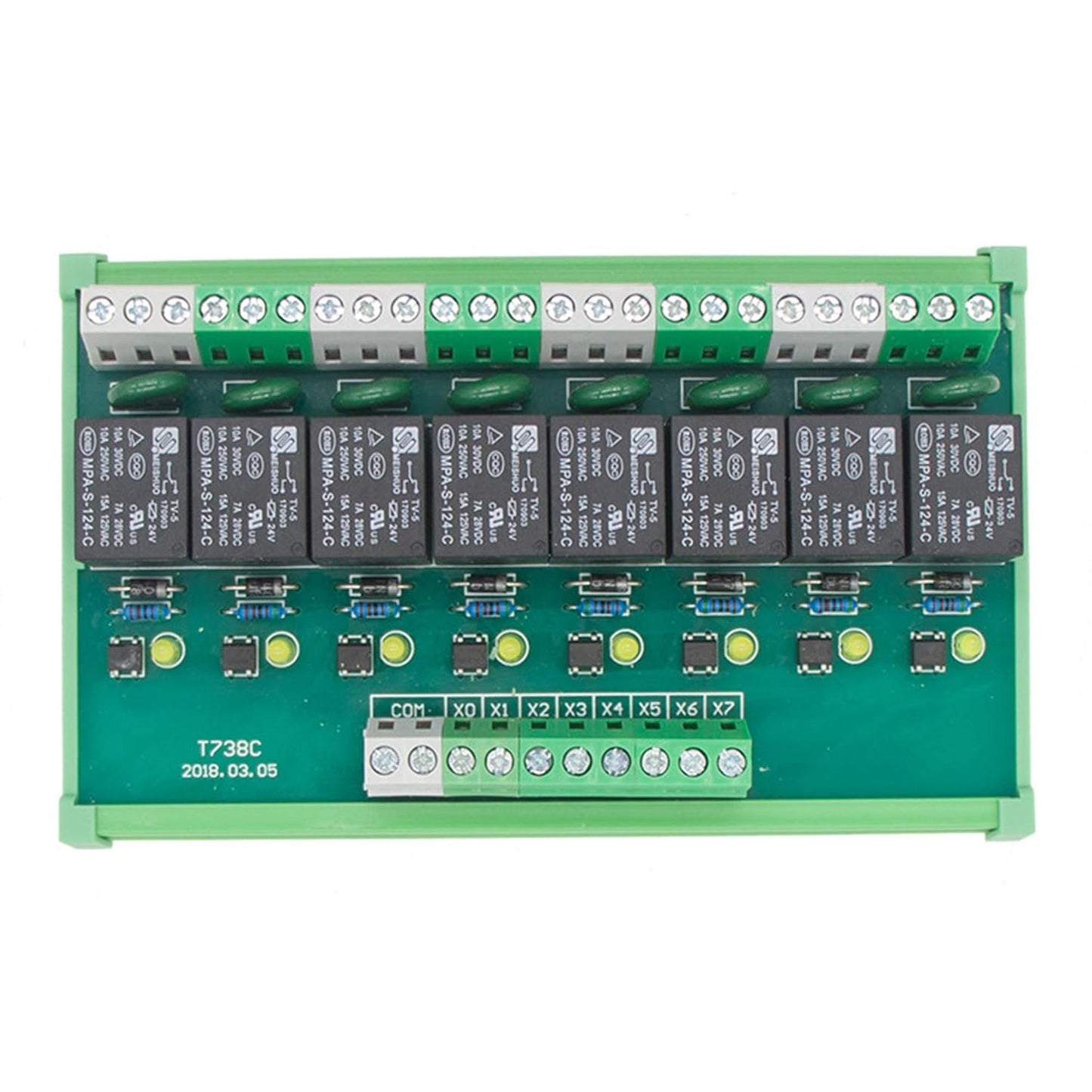 GAEYAELE 8 Channel Interface Relay Module 24VACDC DIN Rail Panel Mount for Automation PLC Board (FY-T738-24VACDC)