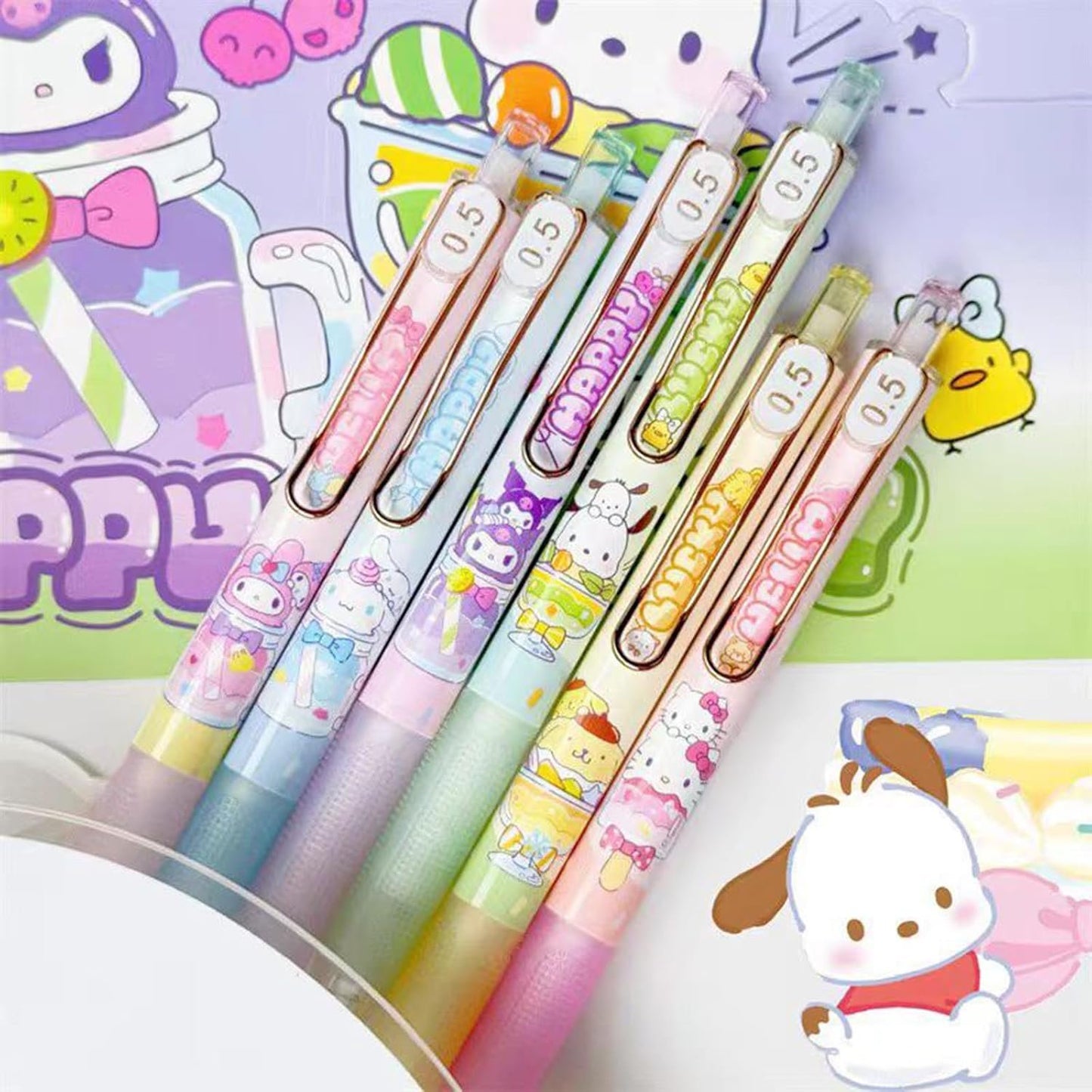 6 Pcs Mechanical Pencils with 5 Pcs Retractable Eraser, Cute Eraser Pencil, Cartoon Creative Stationery Supplies for Girls