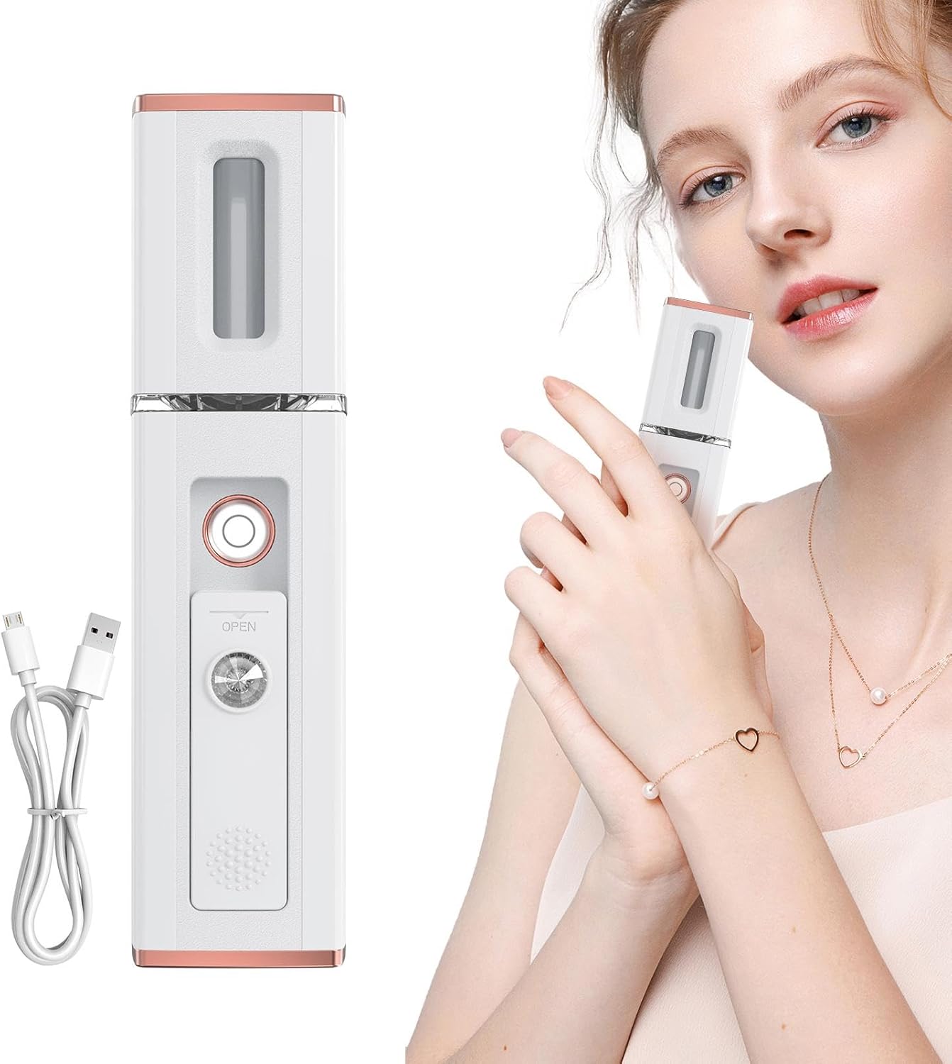 Rechargeable Electric Face Mister For Women - Fine Water Mist Face Spray Humidify for Deep Skin Hydration, Perfect For Travel, Study, And Everyday Use Portable Face Spray Mister With Ricaricab