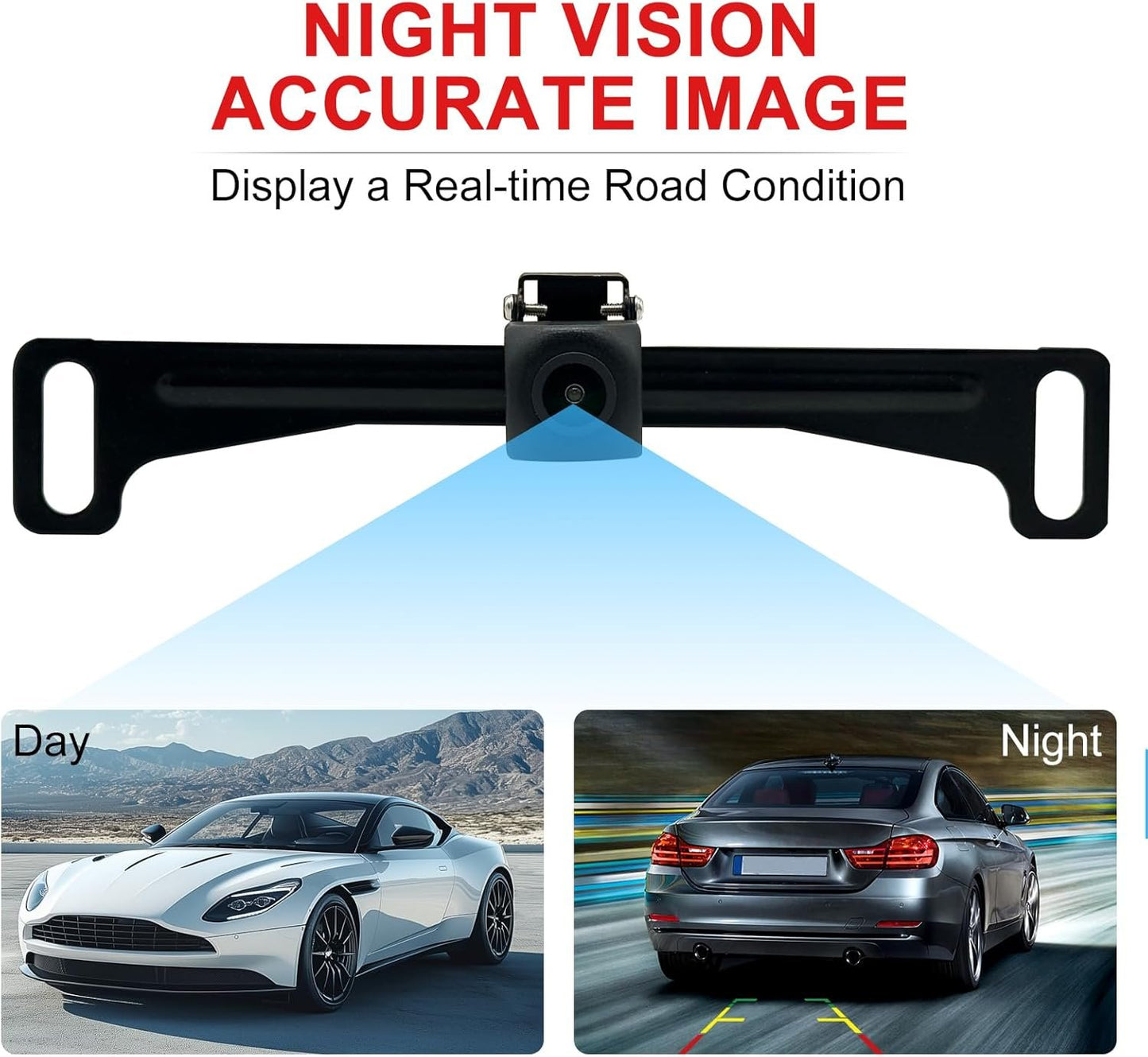 VOJKOREL Universal Car Rear View Camera License Plate Bracket Backup Camera License Plate Mount Rearview Cam Mount Bracket (Black 03)