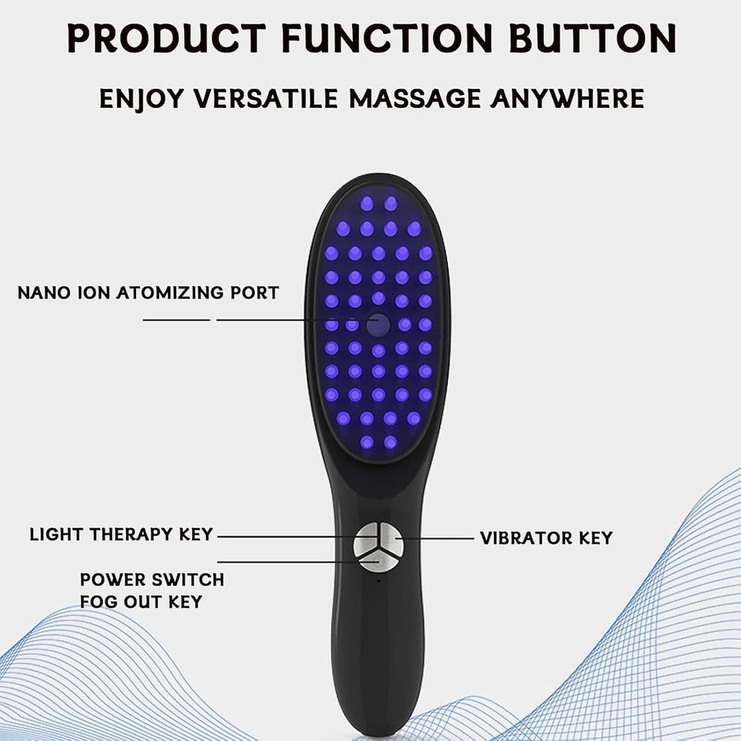 The Original Therabrush, 2-in-1 Electric Scalp Massage Brush and Applicator Bottle, 3 Modes Vibration Massage Comb, Scalp Massager with Red and Blue Light for Scalp Care