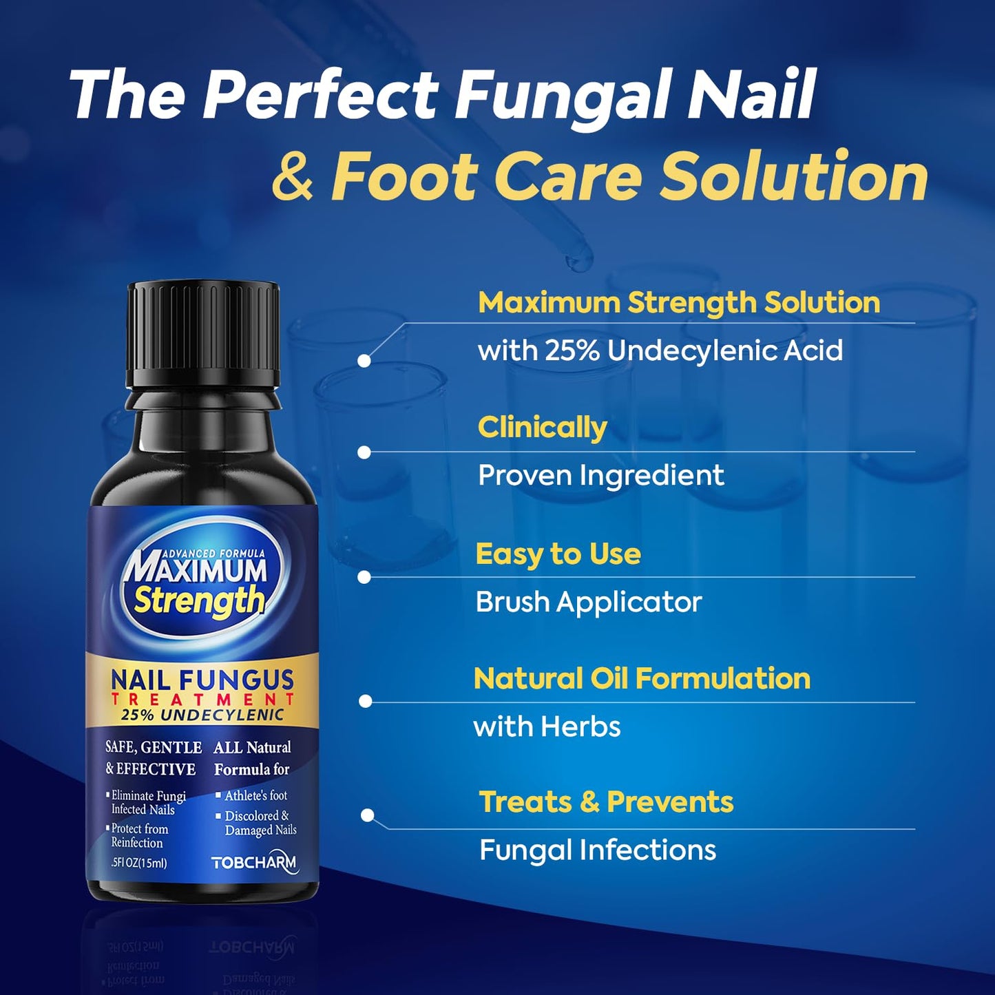 Toenail Fungus Treatment with 25% Undecylenic Acid, Toe Fungus Treatment for Toenail, Fungus Nail Treatment, Toenail Fungus Treatment Extra Strength, Fungal Nail Treatment for Athletes Foot (1oz)