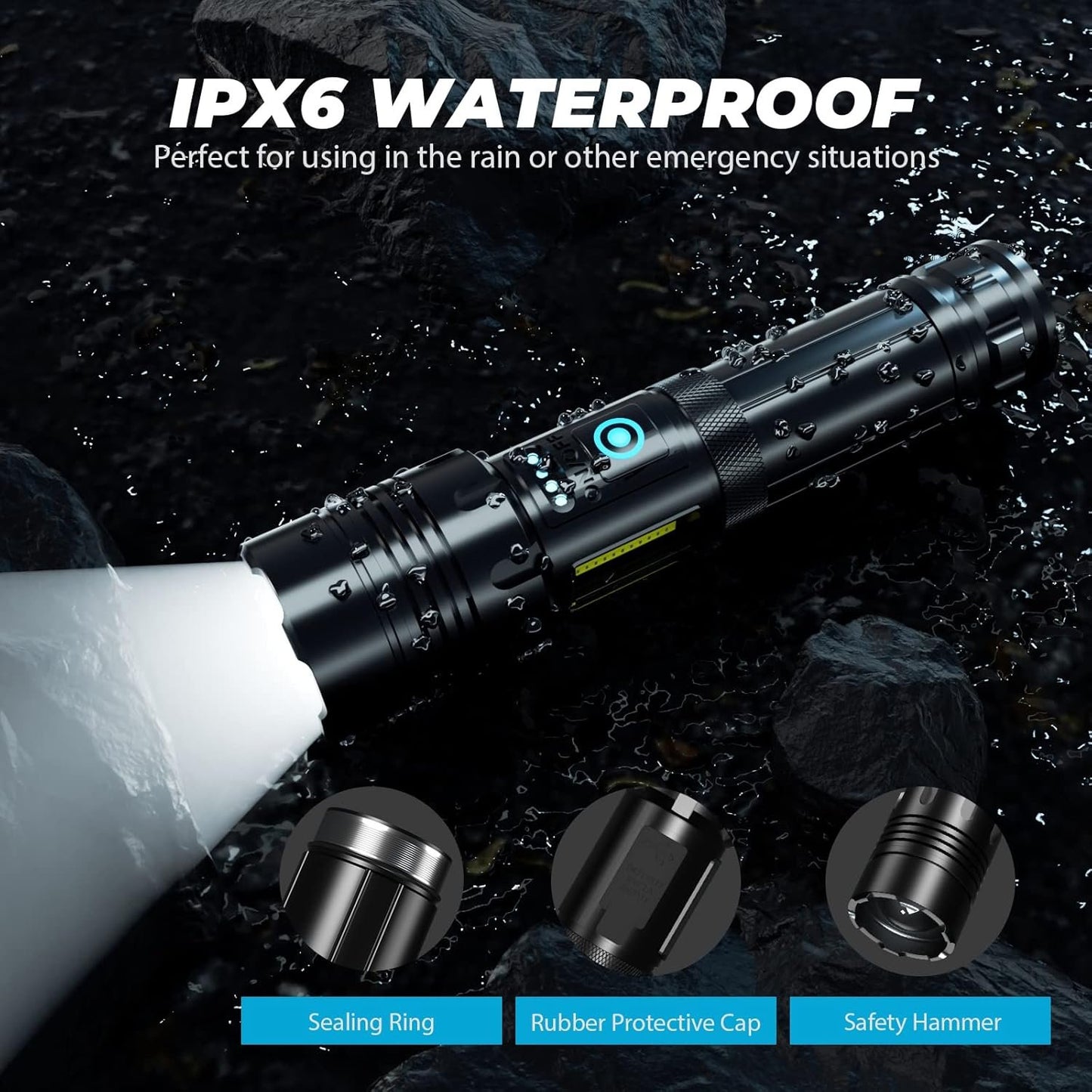 Flashlights High Lumens, Bright Flashlight LED Rechargeable, Adjustable Tactical Flashlights High Powered, Flash Lights for Home