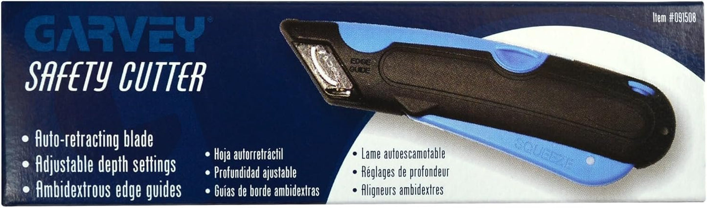 COSCO 091508 Easycut Cutter Knife w/Self-Retracting Safety-Tipped Blade, Black/Blue