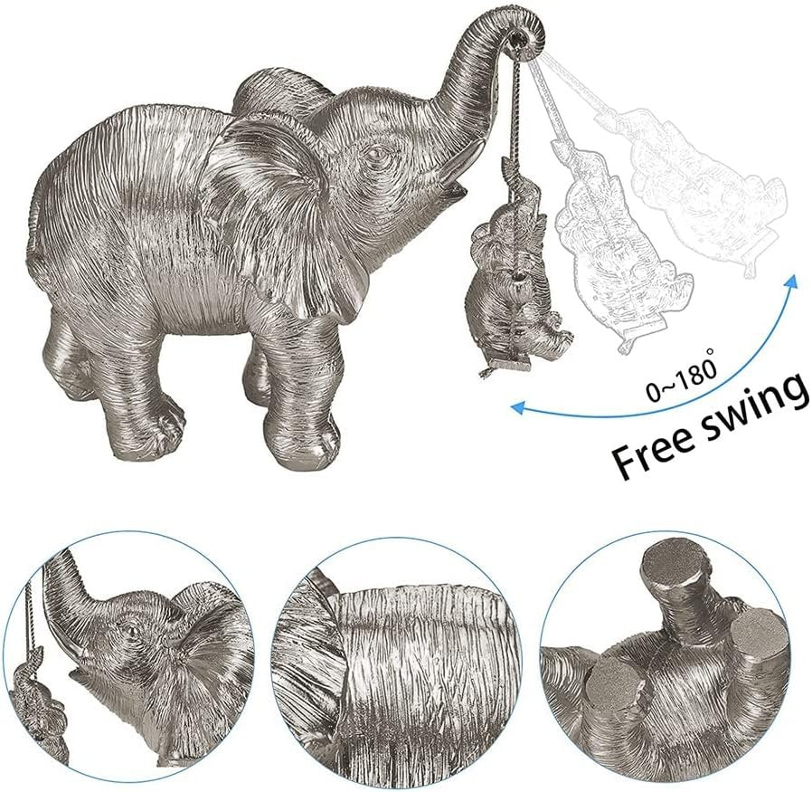 Home Decor Gifts for Mom Modern Living Room Animal Figurine Elephant Statue Office (Silver)