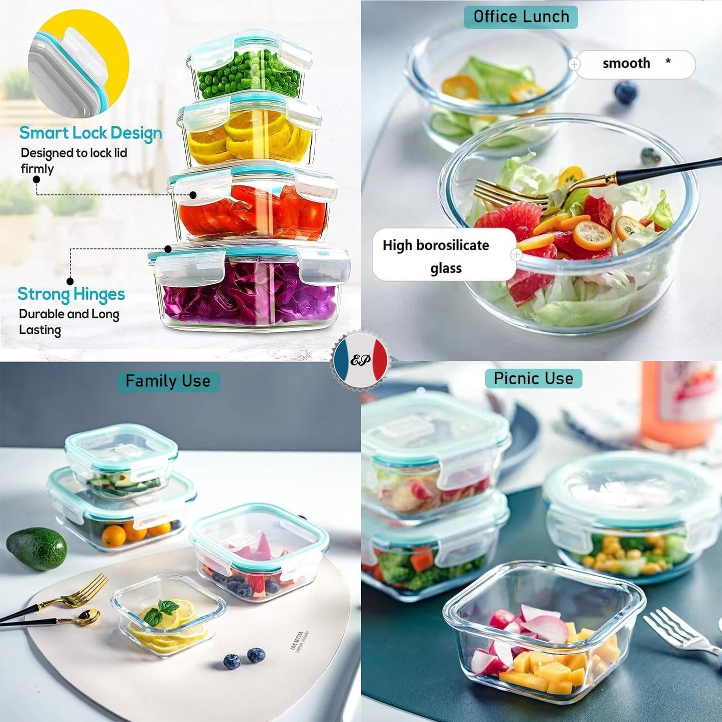 24 Pcs 12 Pack Glass Food Storage Lunch Containers Airtight Lids With Steam Vents. BPA Free Meal Prep Containers. Safe For Microwave, Dishwasher, Oven & Freezer Pantry Kitchen Storage & Organisation